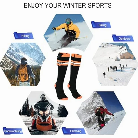 Calcetines calefactados, calentadores eléctricos recargables con control de aplicación, hasta 8 horas de calentamiento, ideales para hombres y mujeres, perfectos para actividades en clima frío como