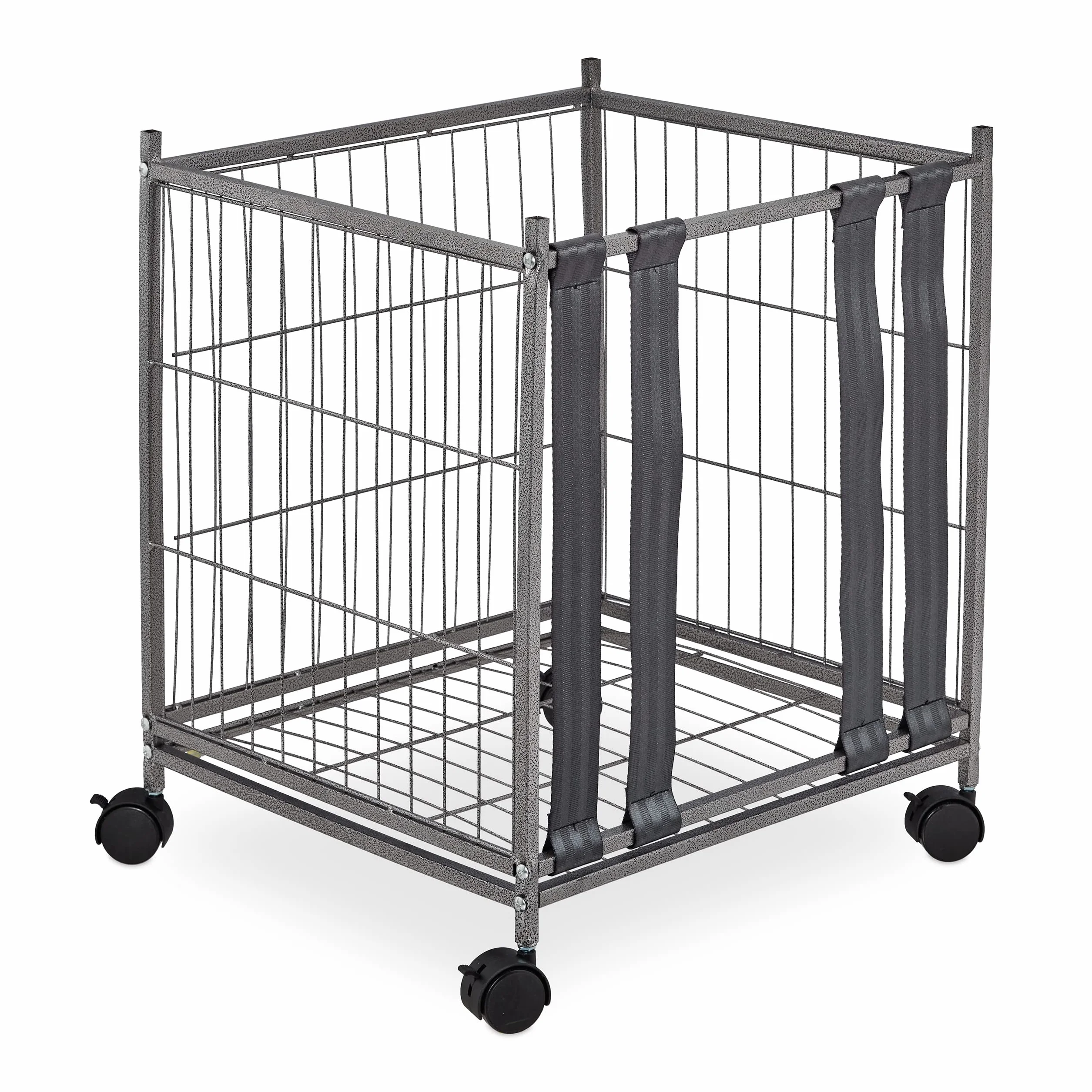Relaxdays Carro para Pelotas 4 Ruedas Cesto Guarda Balones Metal 60x50x45 cm Gris
