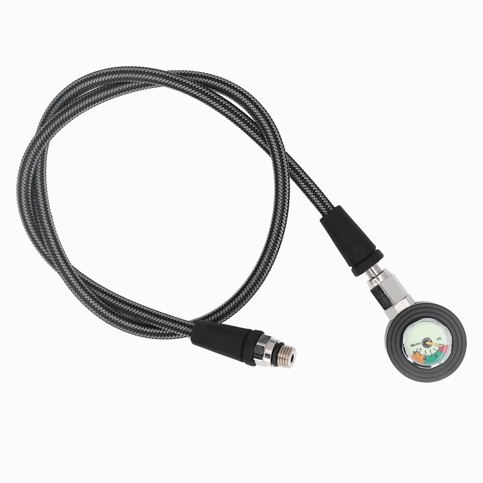 Manómetro de Buceo Luminoso, Sumergible, con Manguera de Alta Presión para Regulador BCD de 80 cm.