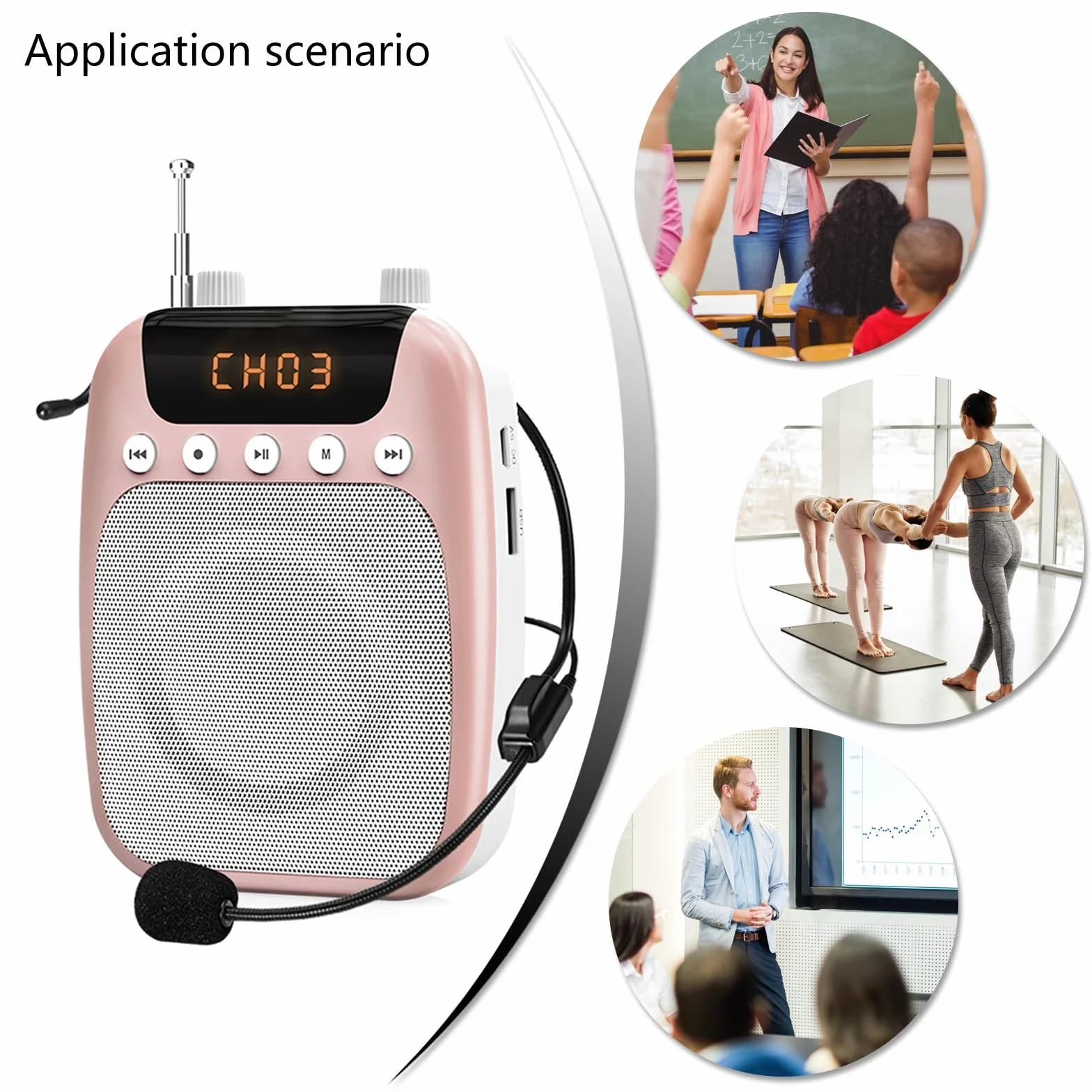 S358 - Megáfono pequeño amplificador de voz para educadores y profesores de actividades al aire libre con micrófono