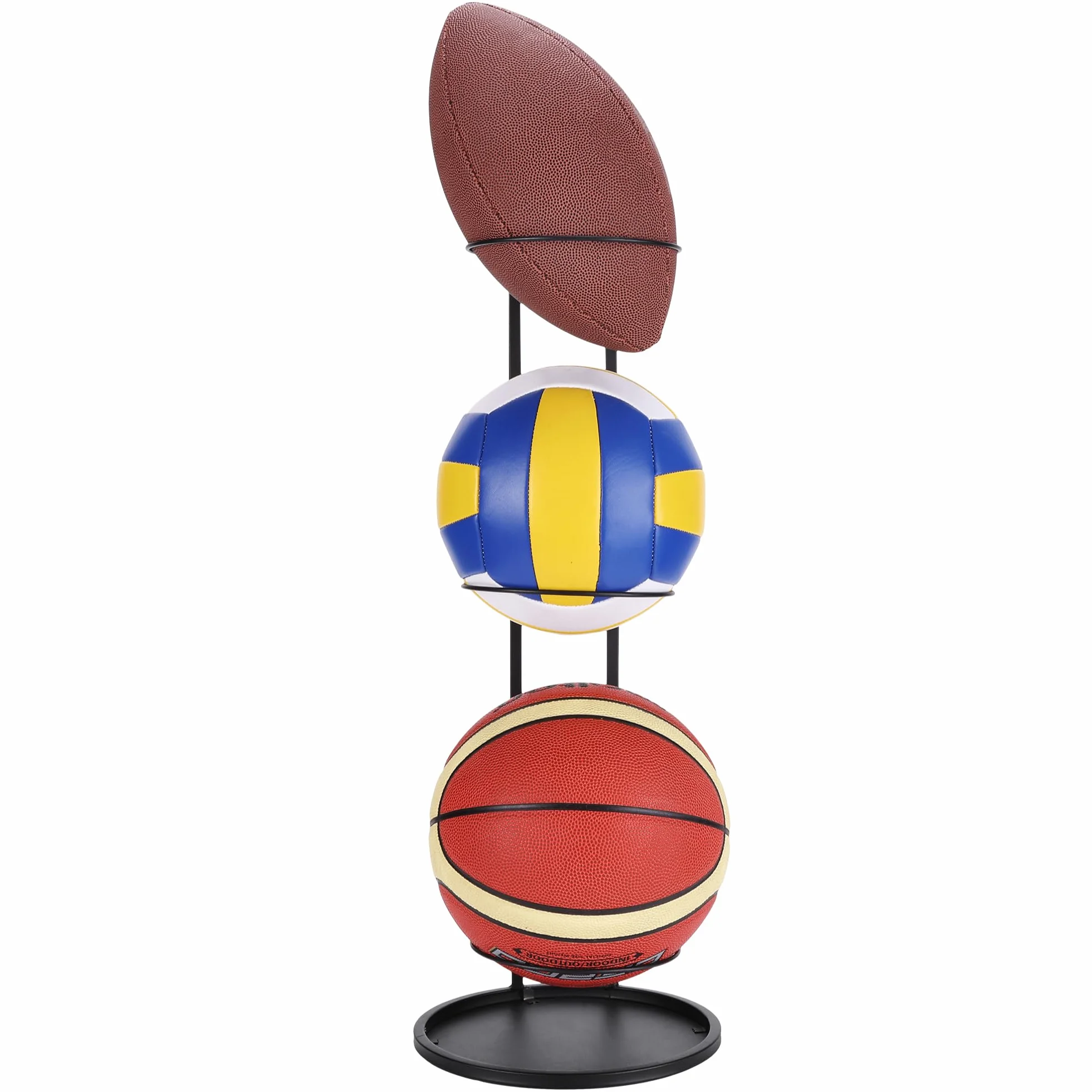 Navaris Soporte Balon Futbol - Soporte Balones Futbol Voleybol Balonmano Baloncesto - Soporte para 3X Pelotas para Garajes Gimnasio Pabellon Colegio Fisioterapia Rehabilitación