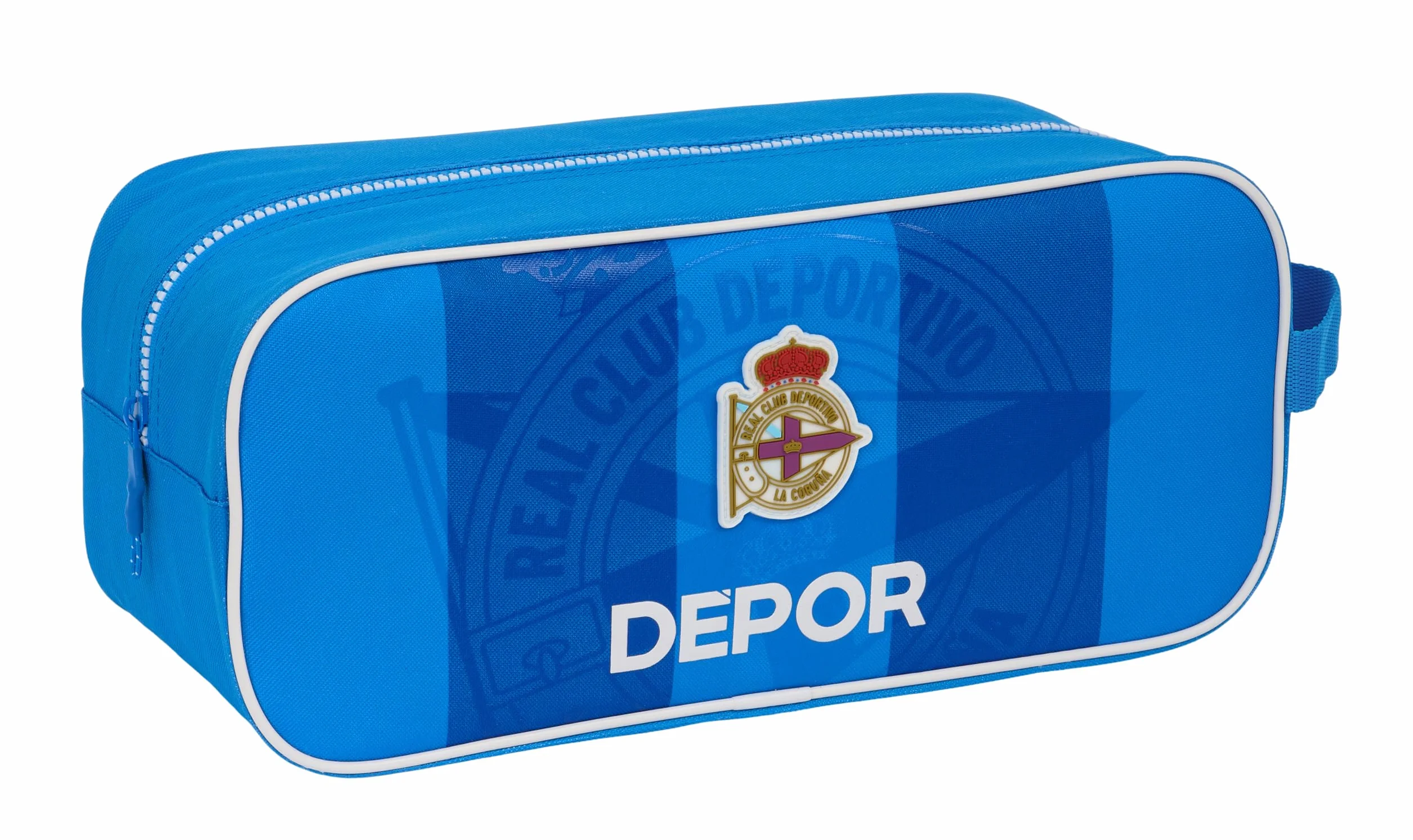 SAFTA Real Deportivo DE LA CORUÑA - Zapatillero Mediano, Multiusos, Portatodo, Deporte, Extraescolares, Fútbol, Cómodo y Versátil, 34x14x15 cm, Color Azul