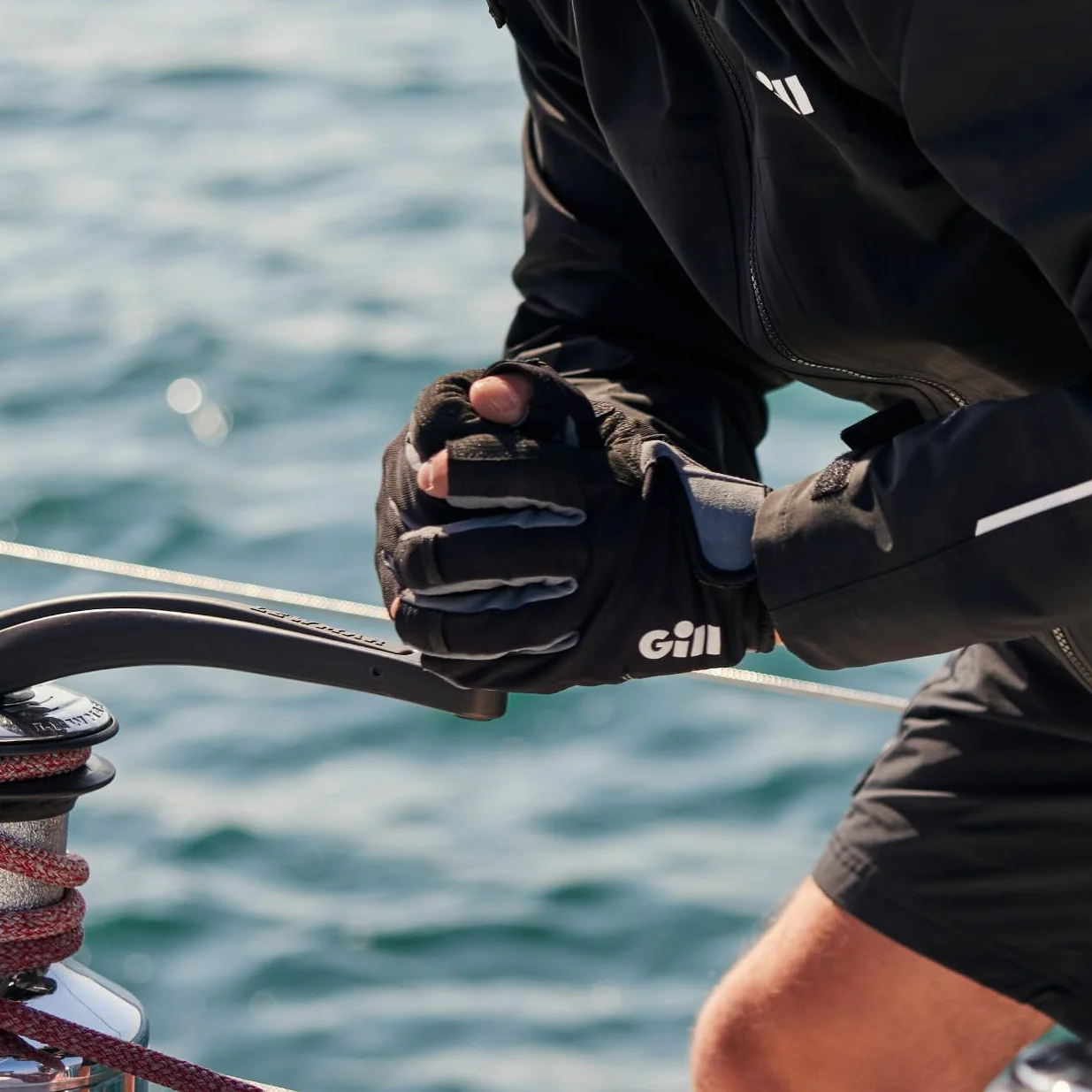 Gill Guantes de Vela Ligera y de Vela Ligera para Hombre Deckhand - Negro