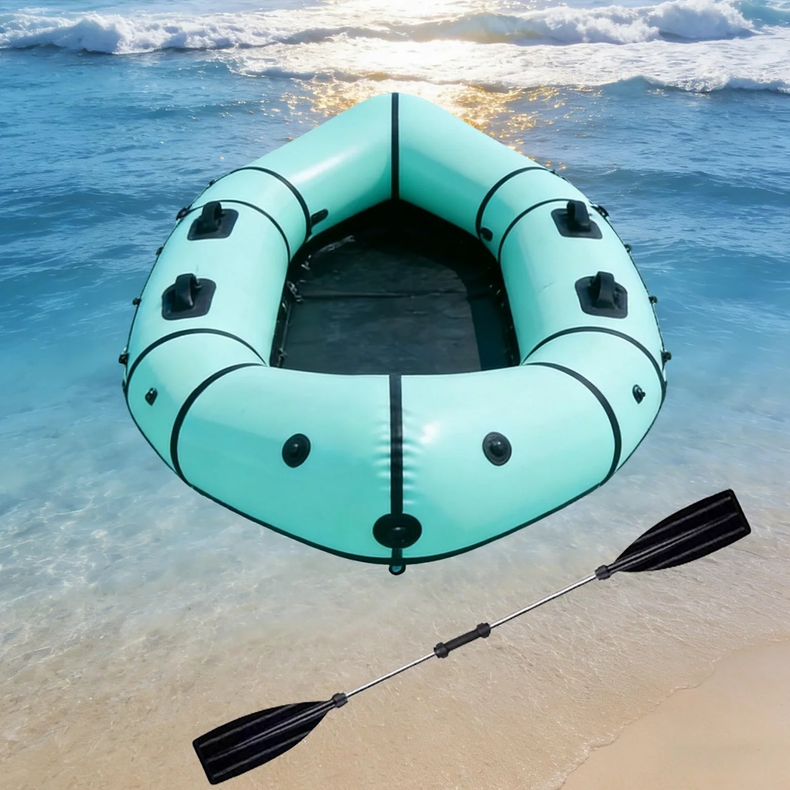 Packraft Kayak Hinchable PVC Ultra Ligero - Barco Inflable 1 Persona, Hinchado Rápido, Compacto para Bicicleta Y Senderismo, para Pesca Y Aguas Tranquilas