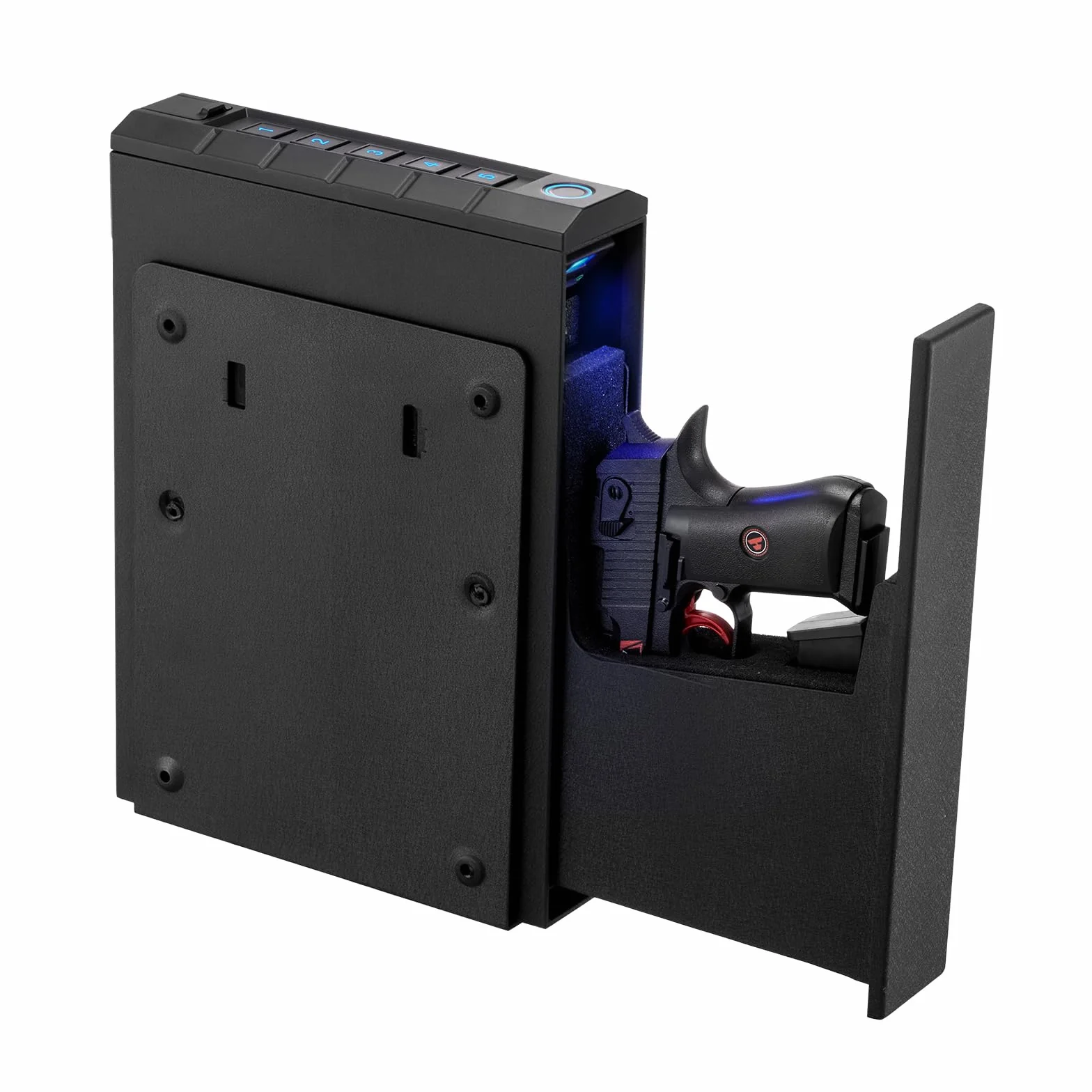 VEVOR Caja Fuerte para Pistolas, Control Deslizante, 3 Formas de Acceso: Huella Dactilar, Contraseña, Llave, Capacidad 1 Pistola 1 Cargador, Negro