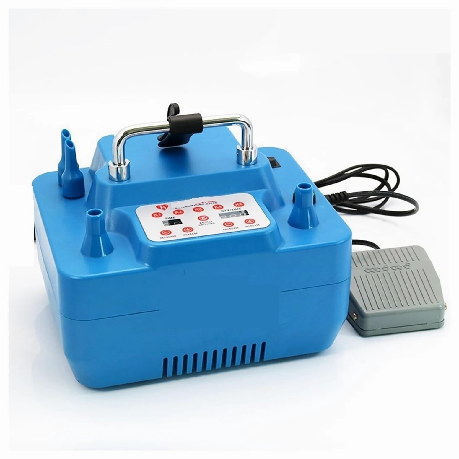 Bomba de Globo eléctrica 800W con Temporizador Inflador Profesional de Dos Orificios con función de Memoria Interruptor de pie 800W Estable y Duradero