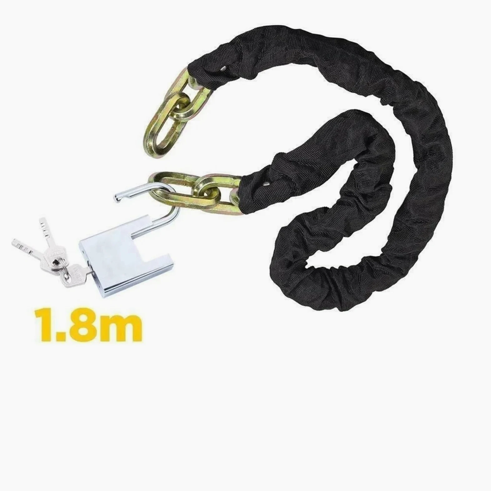 Genérico Compatible con candado de Cadena Resistente de 6 pies. | Kit candado de cadena larga con 3 llaves for seguridad en bicicleta