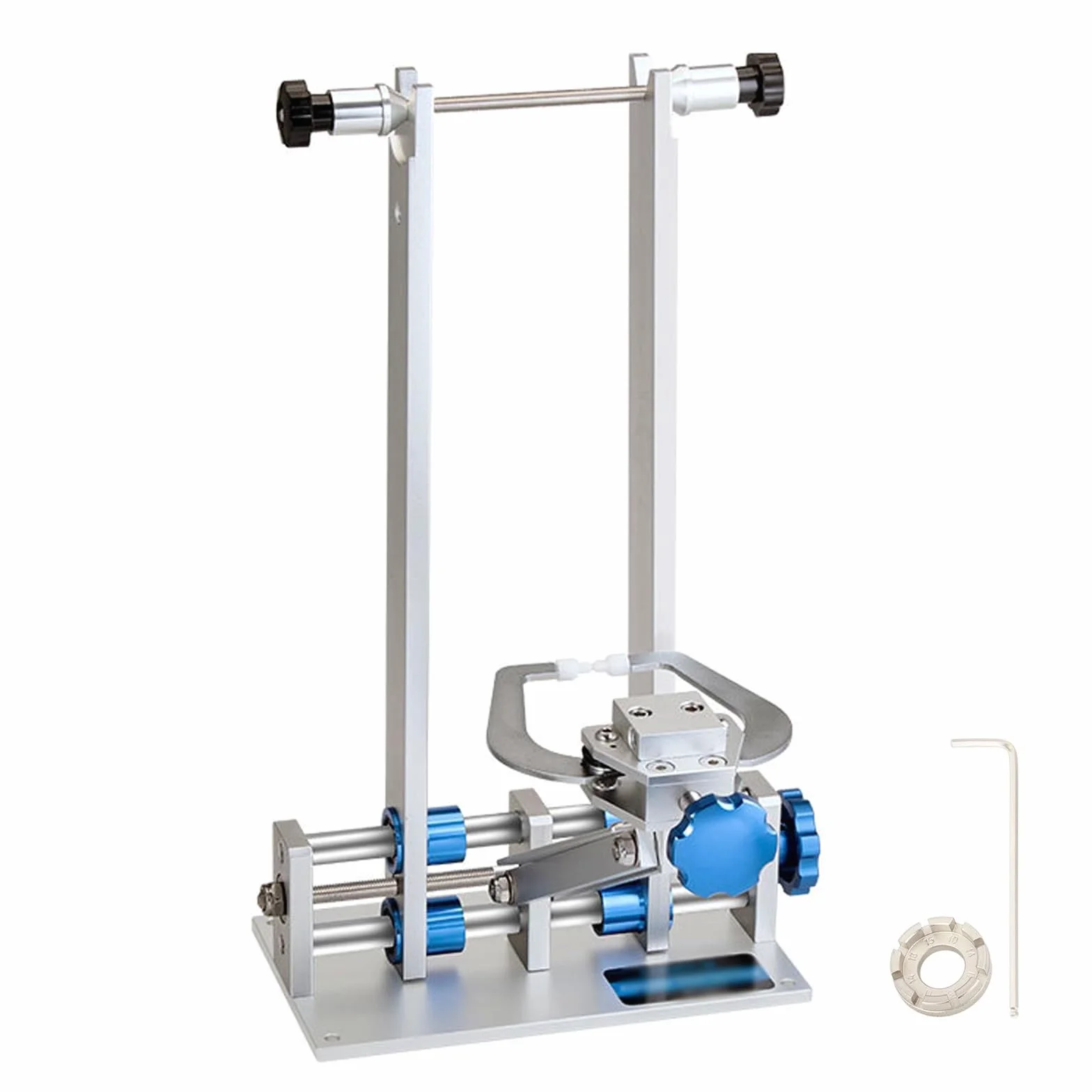 ENWYTR Soporte alineación de Ruedas de Bicicleta Aleación de Aluminio con Herramienta de reparación de alineación de indicador de cuadrante Apertura de 55 mm a 200 mm