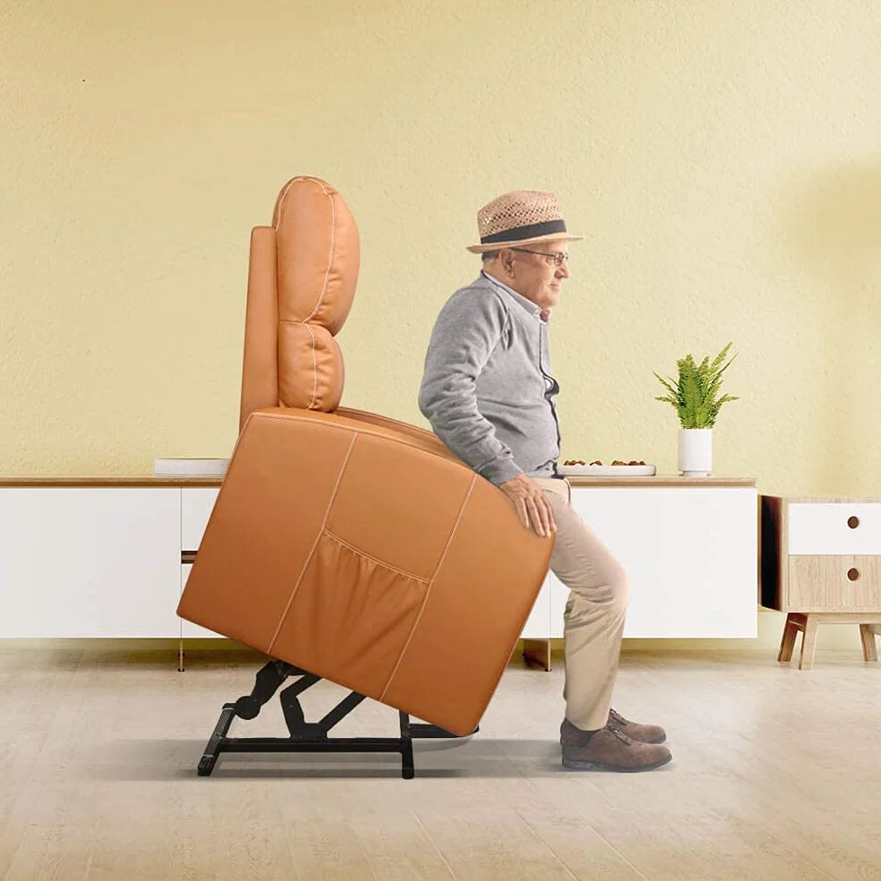 Sillón Relax Masaje Levanta Personas Camel Reclinable Elevación Automática Mando Control 5 Modos Calor Lumbar 8 Motores 4 Zonas Masaje Polipiel
