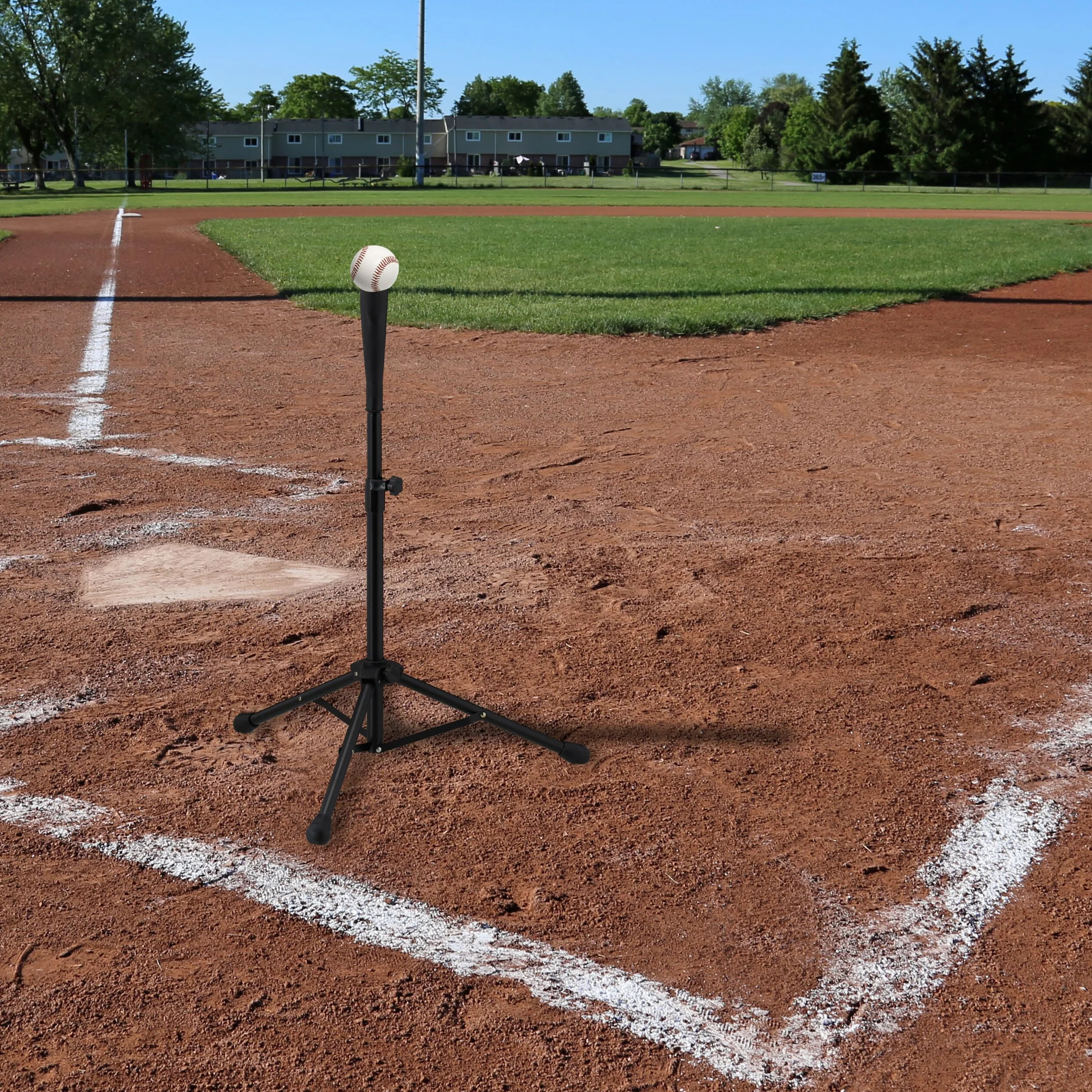 Relaxdays Trípode de Béisbol, Entrenamiento, Baseball y Softball, Soporte Regulable en Altura, 72-121 cm, Negro