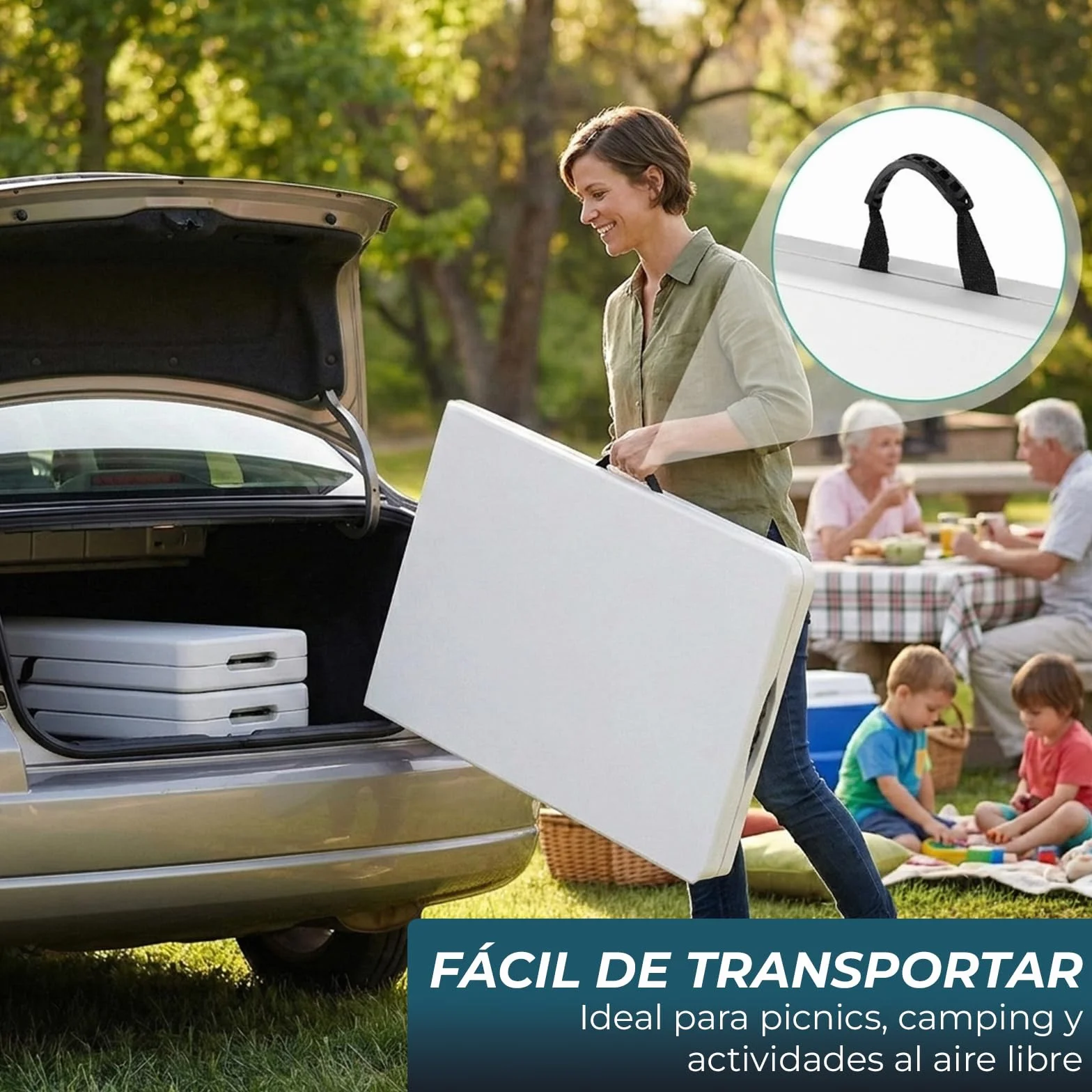 YOEVU Mesa Plegable con 2 Bancos, Conjunto Picnic 180 cm, Set Portátil Tipo Maleta, Estructura de Acero Resistente hasta 240 kg, para Camping, Jardín, Terraza y Eventos