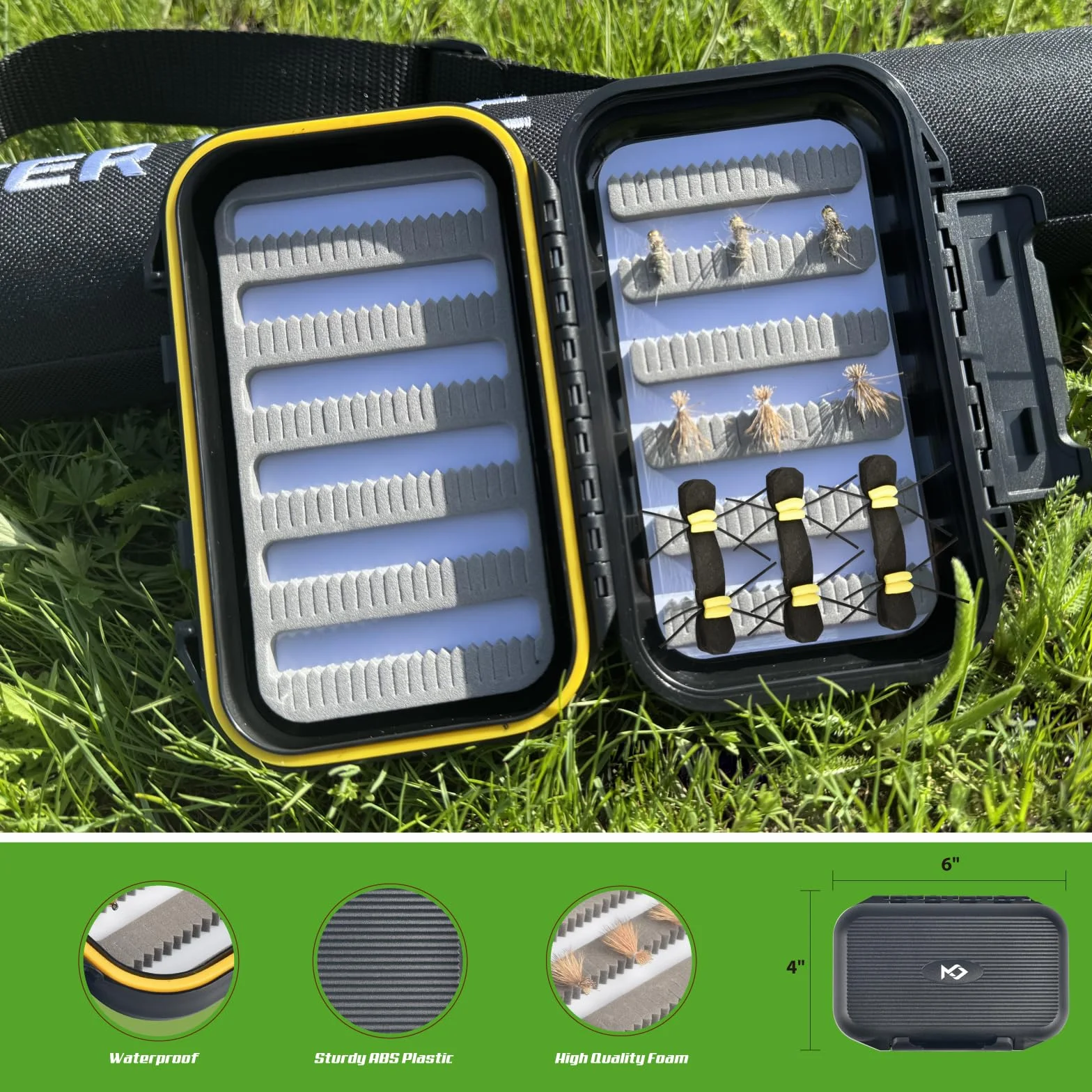 Kit de iniciación de caña de Pescar con Mosca y Carrete, con Caja Ligera para Moscas y Moscas de Pesca y Carrete de Aluminio Fundido, Funda de Transporte y Accesorios