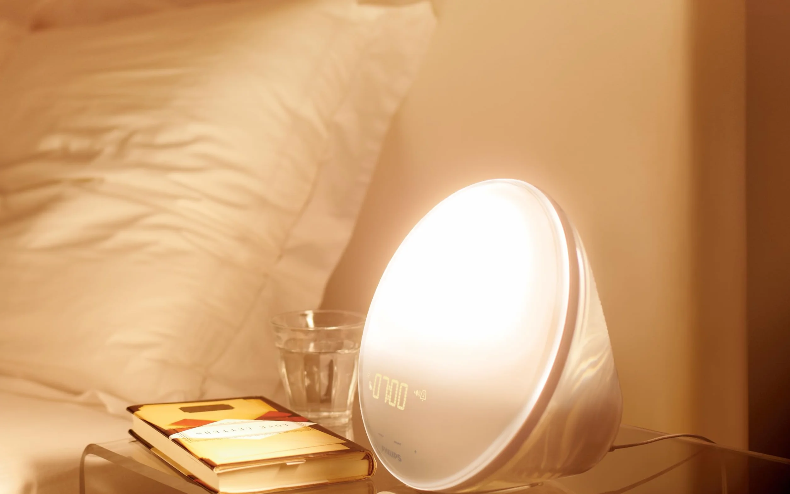 PHILIPS HF3519/01 Despertador de luz con simulación del amanecer, Radio FM, lámpara de lectura, 5 sonidos naturales, Alarma diferida