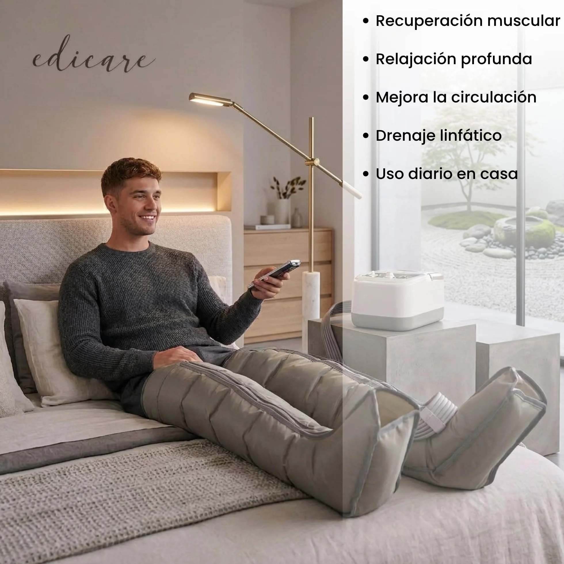 Edicare Presoterapia para Casa Piernas y Pies Cansados 6 Válvulas Drenaje Linfático