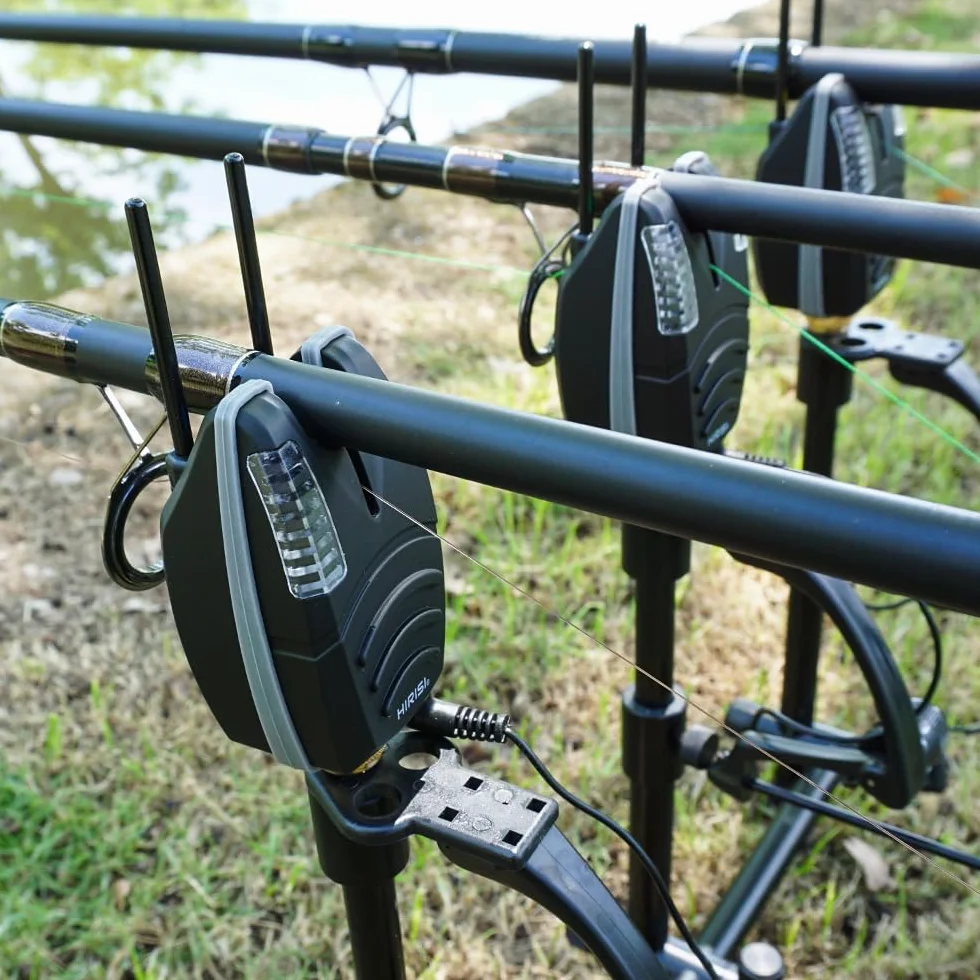 Hirisi Tackle - Juego de alarma de pesca inalámbrica con 1 receptor y 4 alarmas de mordida para pesca, día y noche