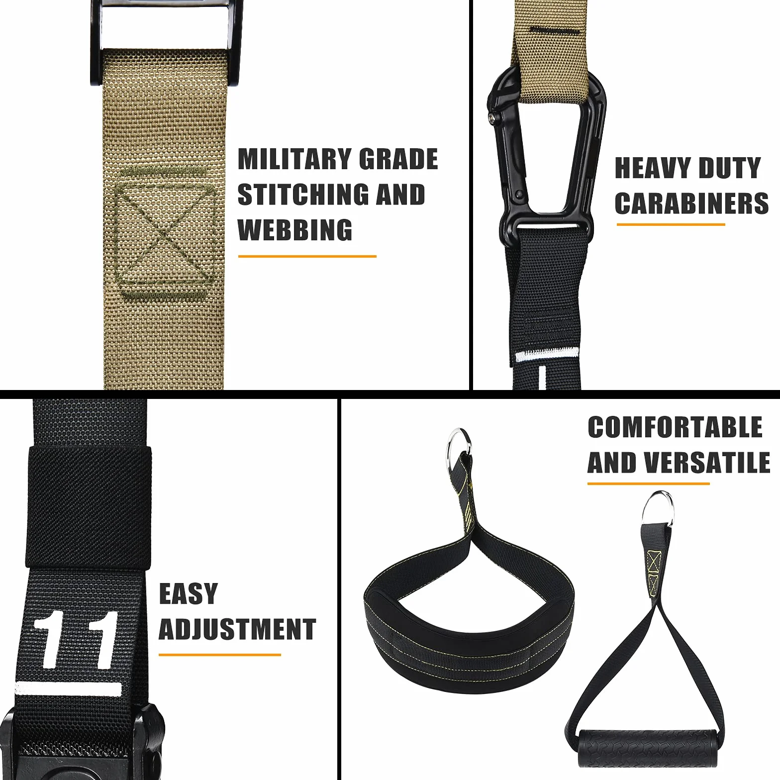 Entrenador de suspensión, correas de entrenamiento de peso corporal para entrenamientos de cuerpo completo en casa, incluye anclaje de puerta, brazos de extensión y correas avanzadas para los