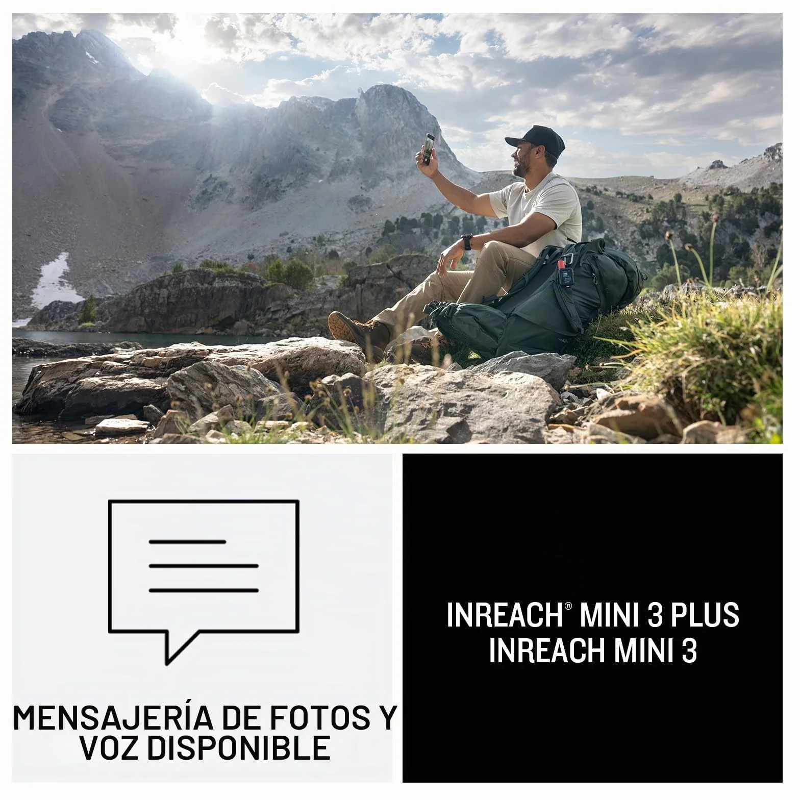 Garmin inReach Mini 3 Plus, Dispositivo Satelital Compacto con GPS, SOS con Pantalla Táctil a Color, Mensajes de Texto, Fotos y Mensajes de Voz vía satélite, LiveTrack, hasta 350 Horas de autonomía