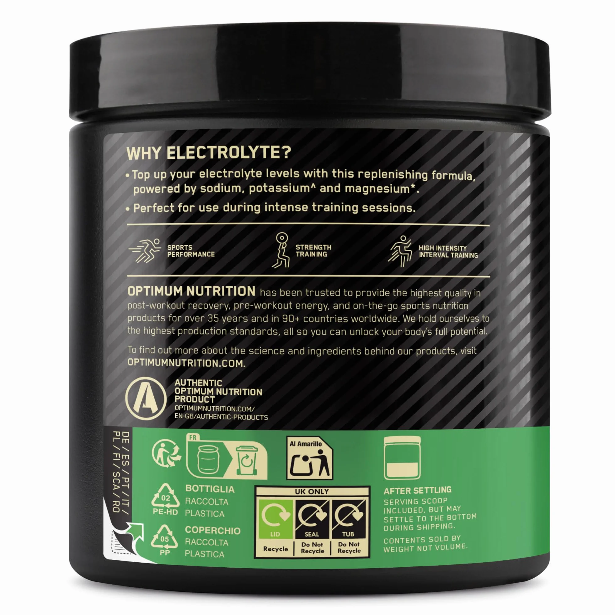 Optimum Nutrition Electrolitos en Polvo Frutos del Bosque 264 g 33 Raciones