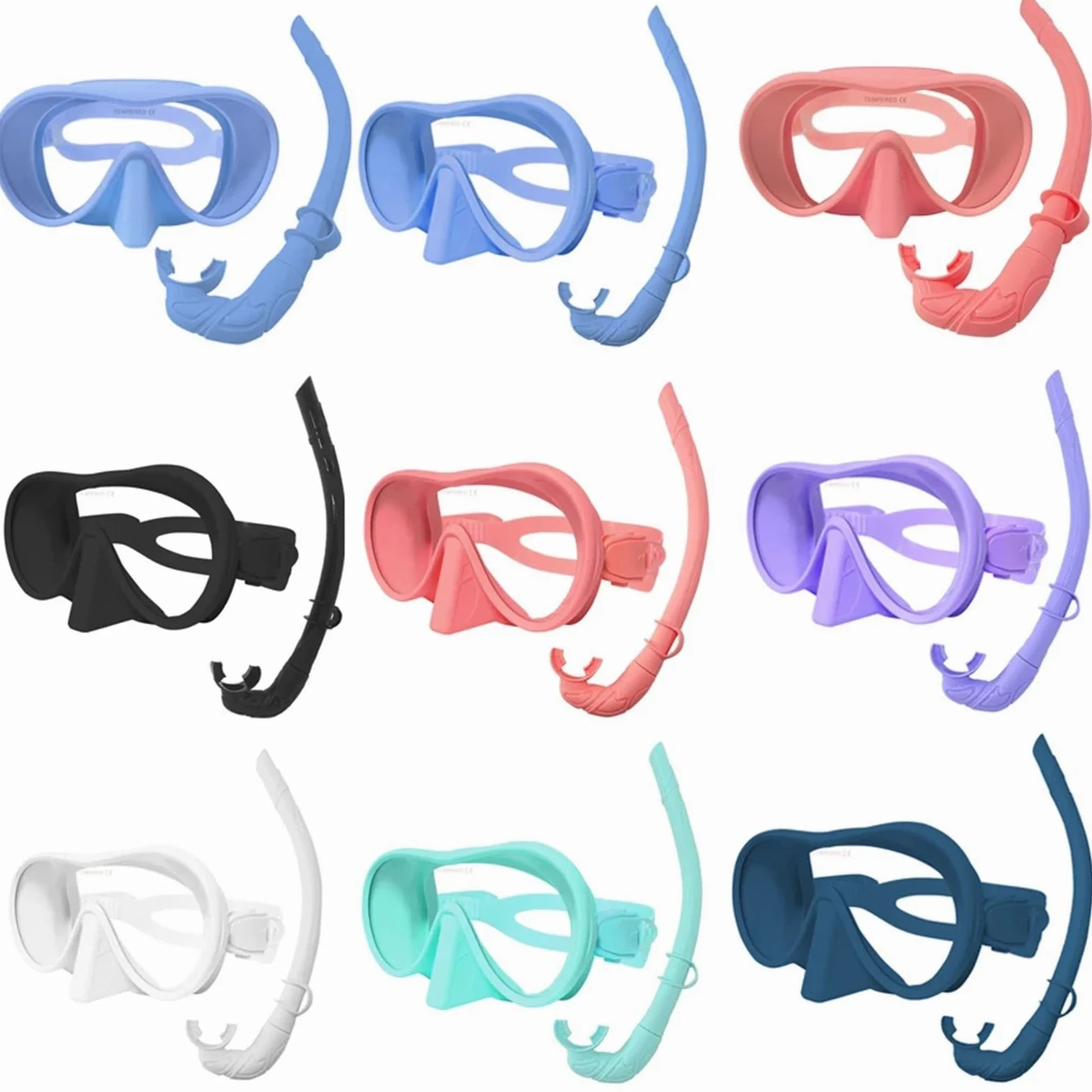 Buceo Máscara de Snorkel Espejo Facial antivaho para esnórquel de 180°, máscara de Buceo en Aguas Profundas, Gafas de Buceo con Tubo respiratorio(Pink)
