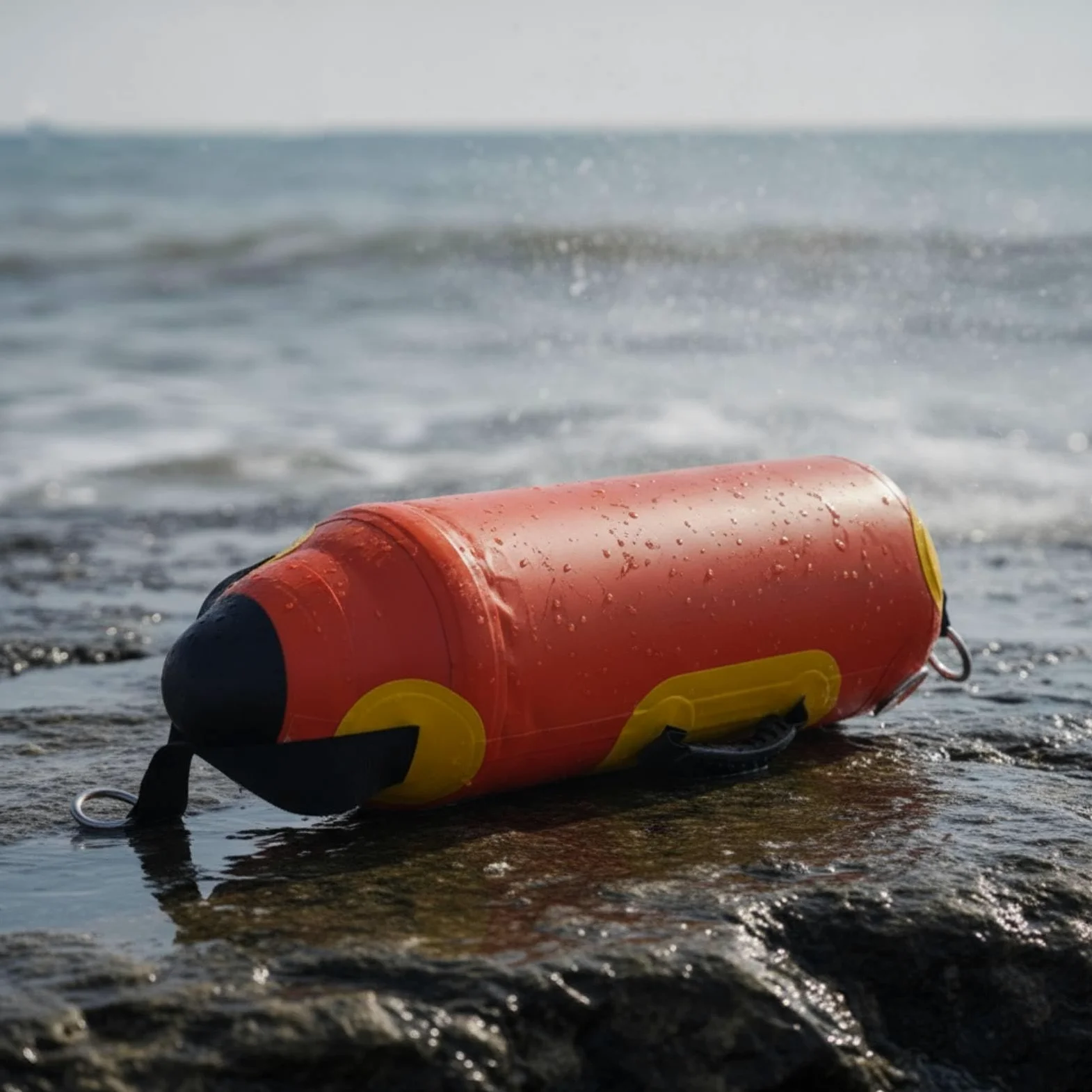 Perfeclan de Pesca Inflable Flotador Cilíndrico Señalizador de Agua con Alta Visibilidad Extremos Dos -Rings Material PVC Nylon Adecuada para Anclaje Temporal y Seguimiento de Ríos 15L