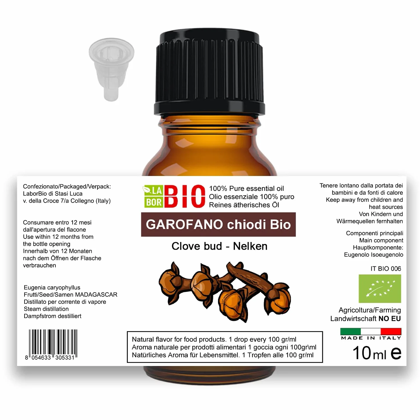 Clavo Bio Aceite Esencial 100% Puro 10 ml - Laborbio