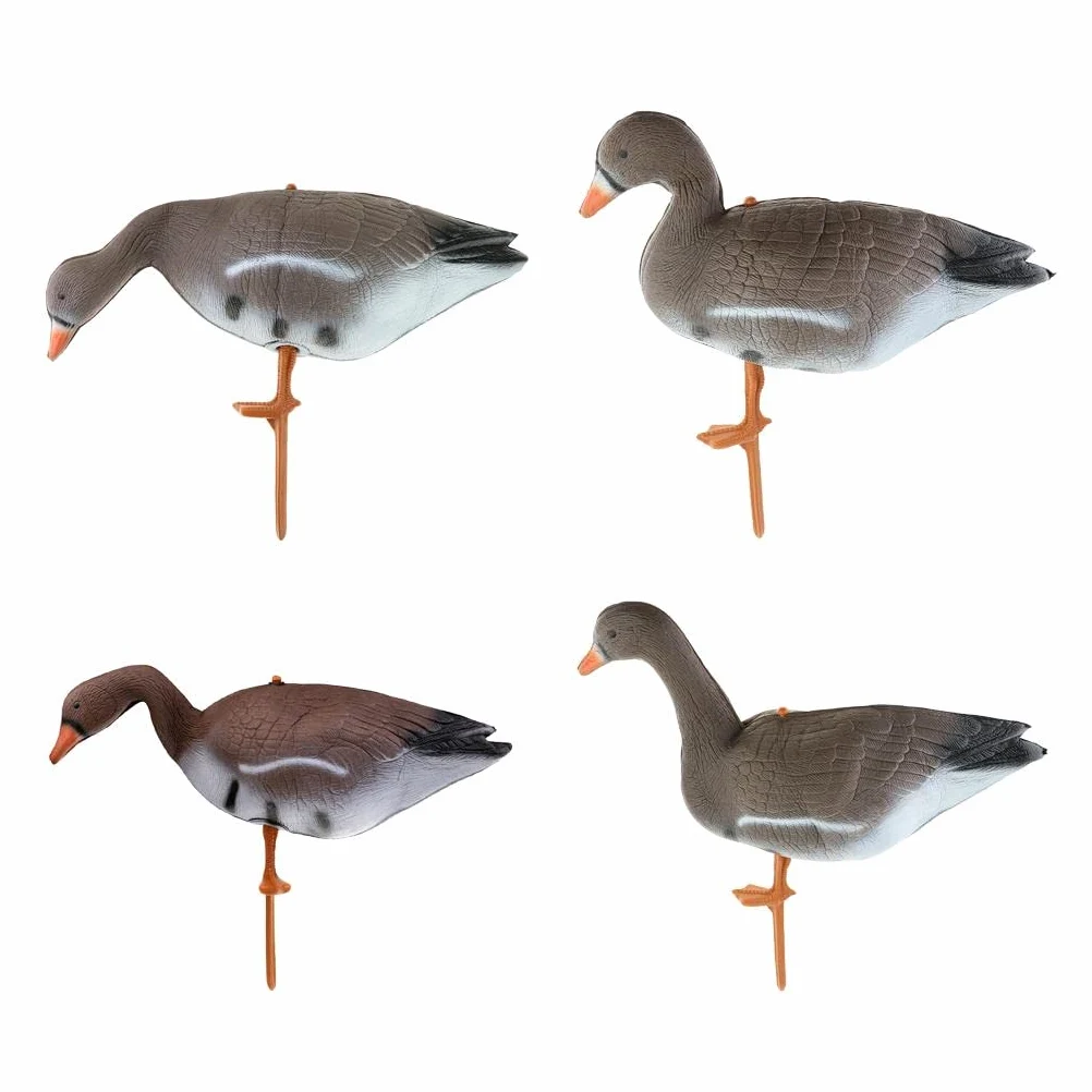 Set De 4 Señuelos De Ganso Realistas para Caza | cuerpo de espuma, resistente sol y humedad, incluye estaca, uso en campo o estanque