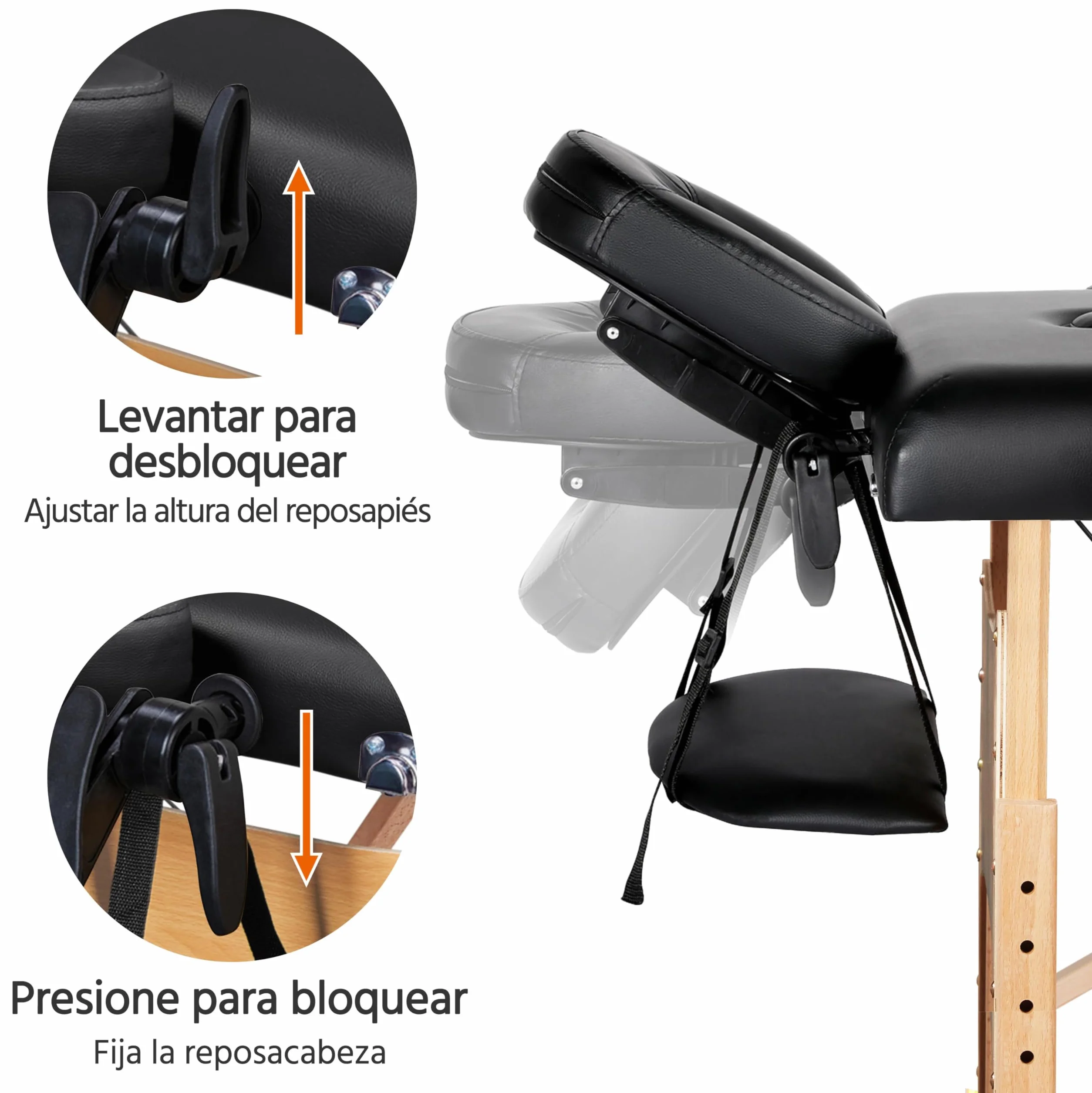 Yaheetech Camilla de Masaje Plegable 92 cm Ancho Portátil 2 Zonas Madera Haya Altura Ajustable
