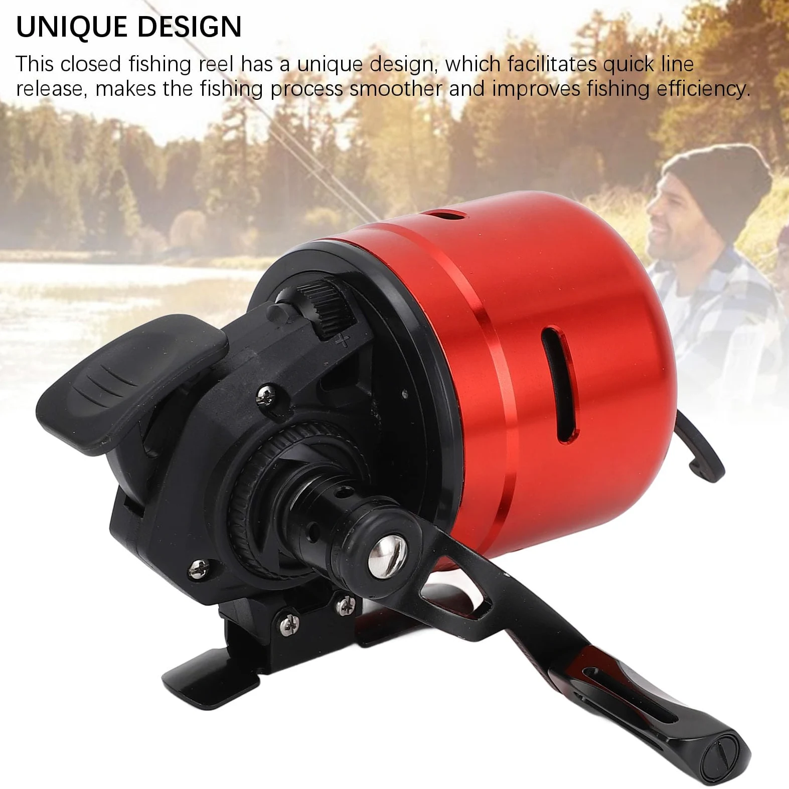 CHICIRIS Carrete de Pesca Cerrado, Carrete de Pesca de Cara Cerrada de Acero Inoxidable de Cobre, Liberación Automática de Línea Antienredos, Rueda de de Metal para Principiantes y Pescadores de Al