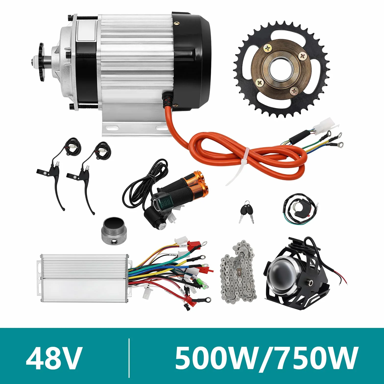 Motor eléctrico 48V 750W E-Bike Brushless Engranajes Kit Control Carga 300kg Triciclo Rickshaw