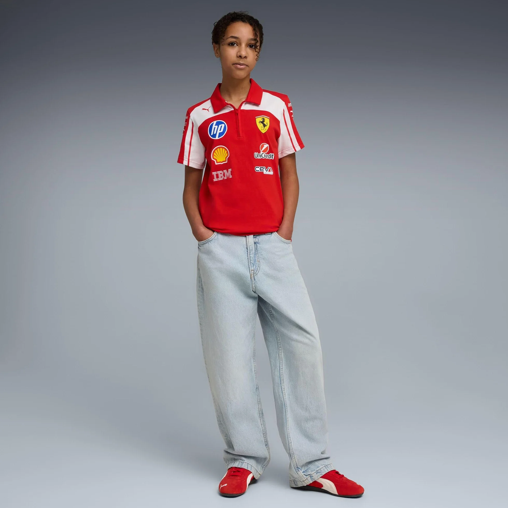 PUMA Scuderia Ferrari F1 2026 Polo del Equipo para niños - Rojo
