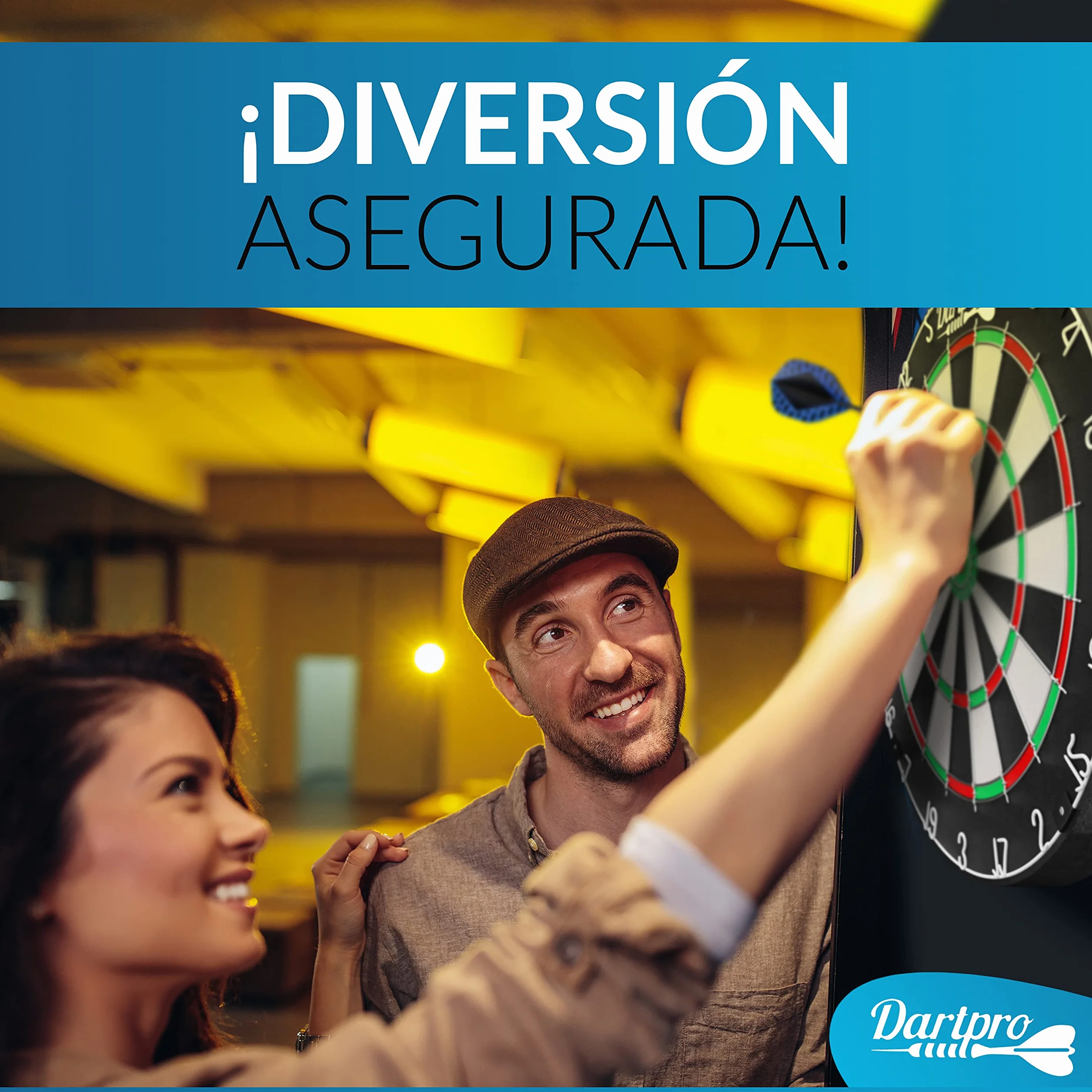 Diana de Sisal Autoreparable DartPro con 6 Dardos Profesionales