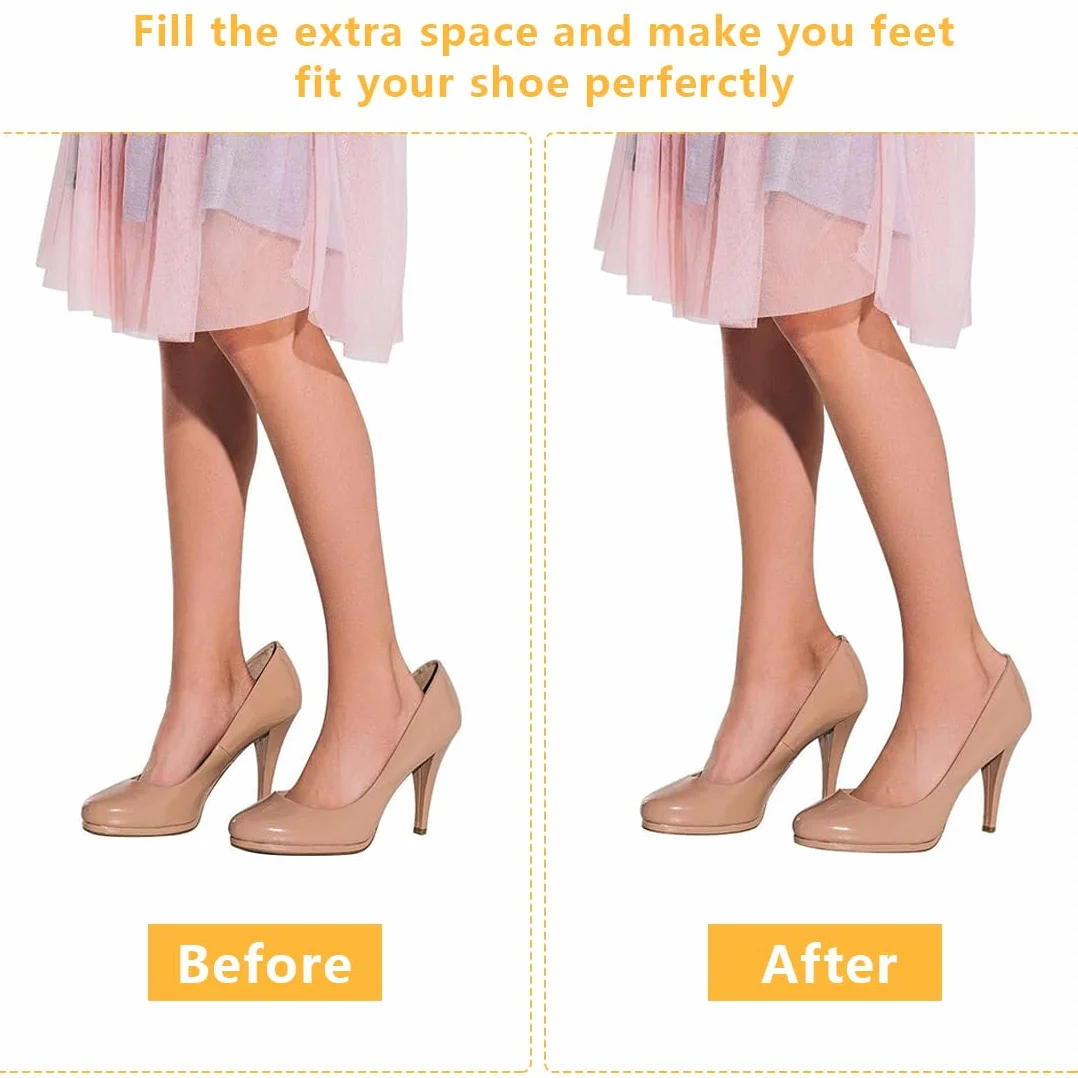 Plantillas Rellenos de Zapatos Ajustables Agarre de Talón Almohadillas Adhesivas Reutilizables, 4 Pares