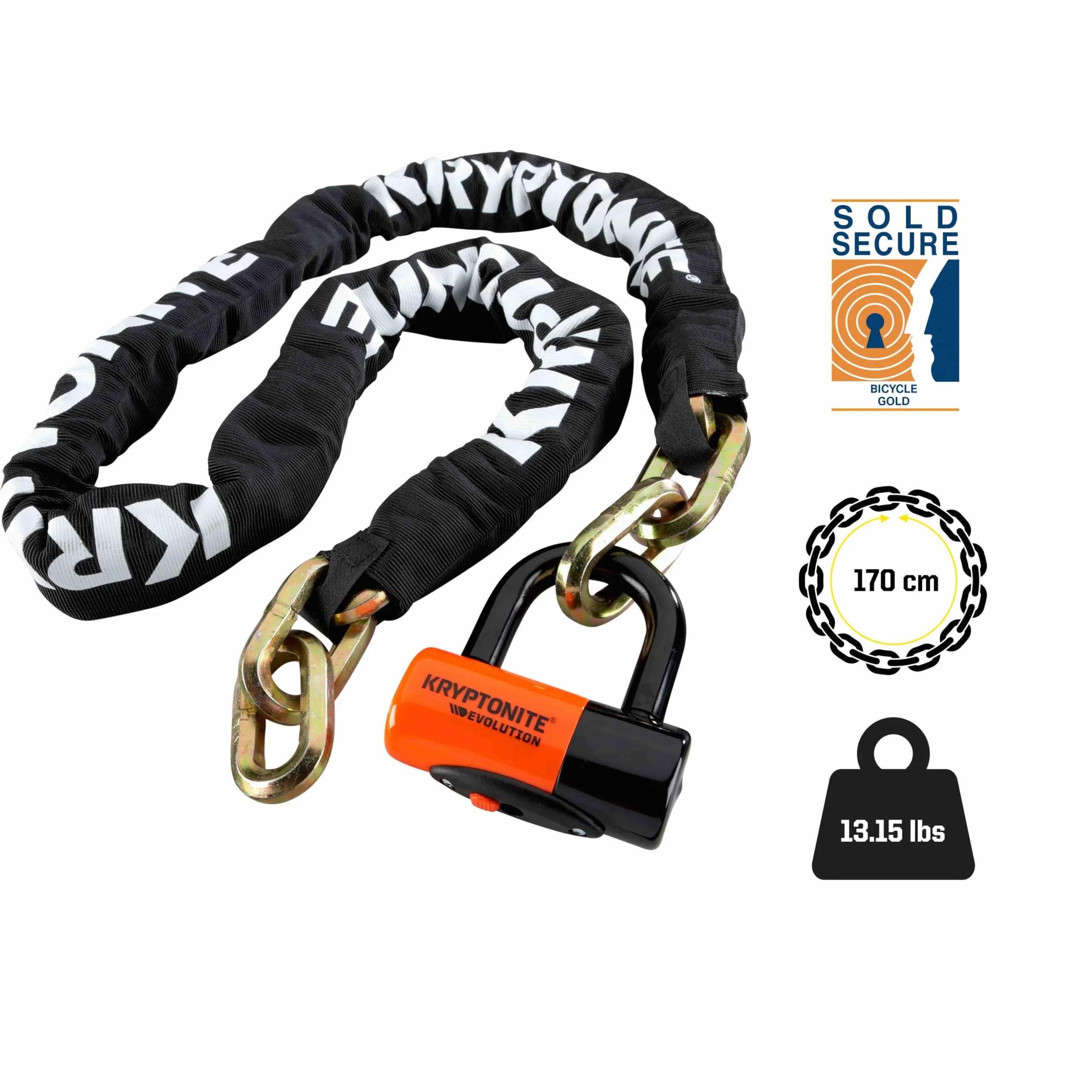 Antirrobo Moto/Scooter Kryptonite New York Chain 1217 Evolution series 4 Disc Lock, Negro, 12 Milímetros x 60 Inch (999522) | Candados de cadena para bicicleta
