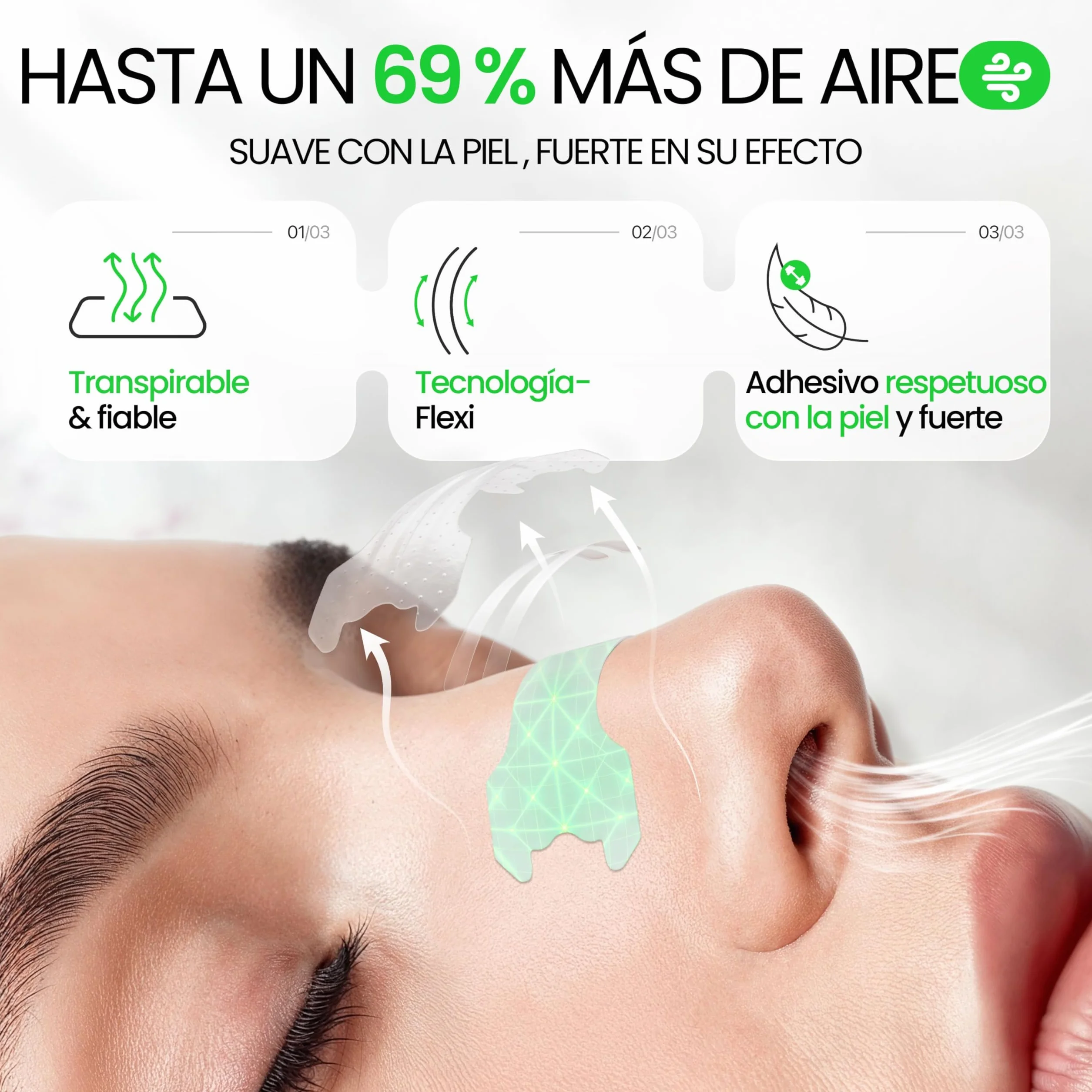 Ellicit Tiras Nasales Transparentes, Paquete de 30, Contra Ronquidos, Soporte Deportes, Mejor Respiración