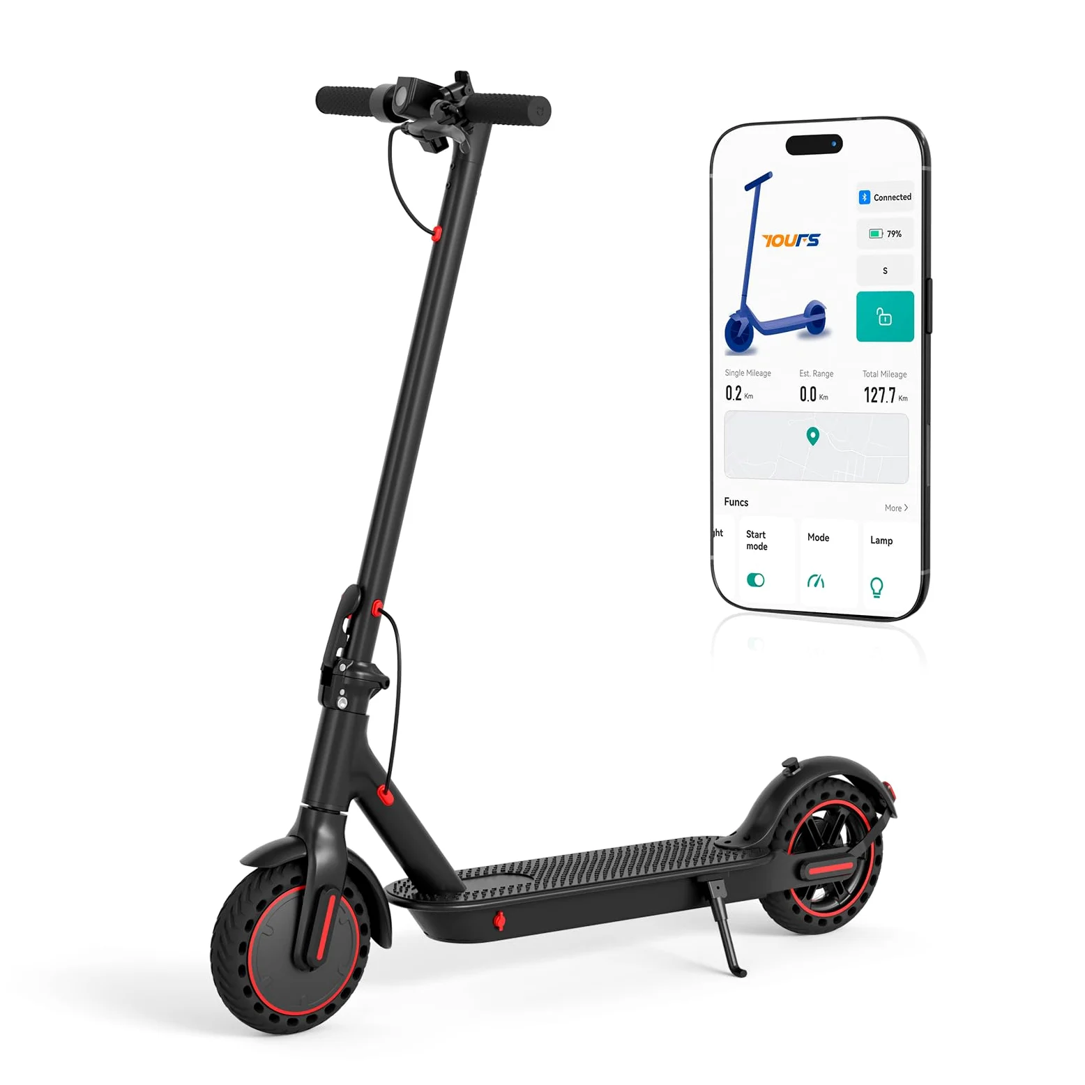 Patinete eléctrico de 8,5 Pulgadas, autonomía máxima de 30 km, patín eléctrico Plegable con función de Bloqueo integrada, Control por aplicación, Patinete eléctrico para Adultos para Ciudad y Campo
