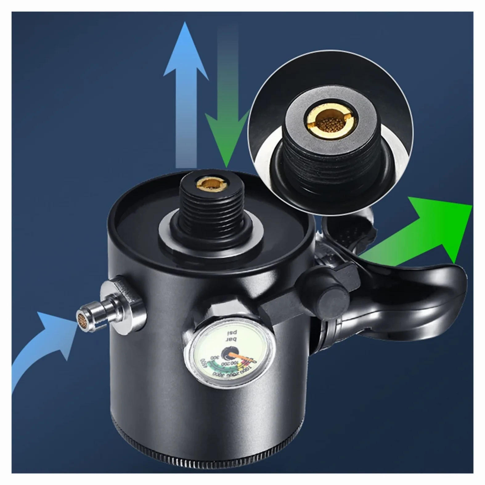 Cilindros De Gas Portátiles Repuesto For Emergencias Bajo El Agua Equipados con Un Conjunto Completo Respiradores Buceo(Black0.5L Respirator)
