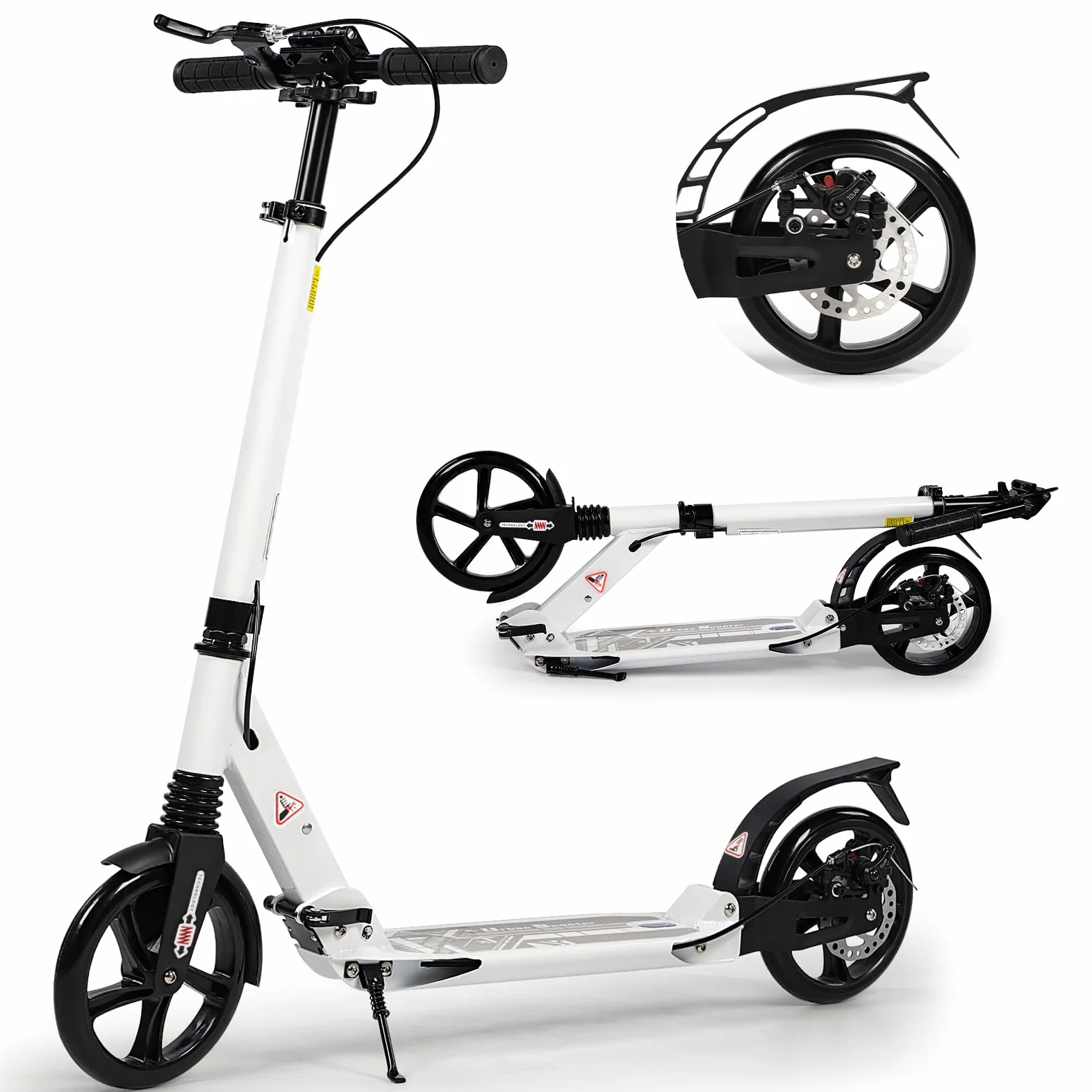Patinete Plegable para Adultos con Ruedas 200 mm Frenos Disco Altura Ajustable