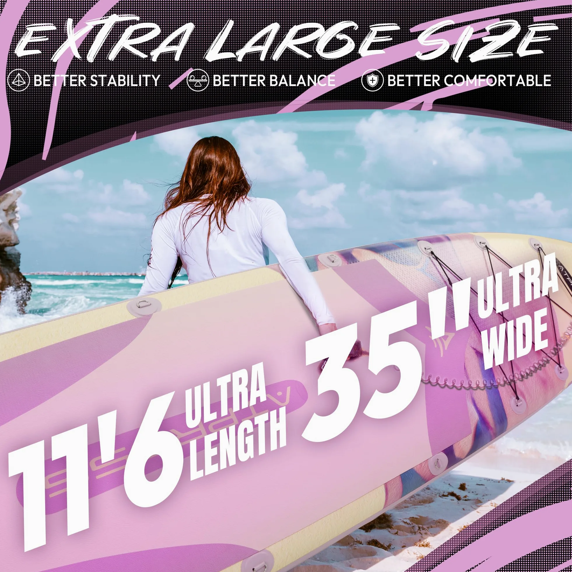 Tabla Paddle Surf Hinchable Inflable Extra Grande para Adultos, con Capacidad para 204,1 kg. con Kit de Accesorios Mochila. Kayak Inflable, Antideslizante, Ideal para Yoga,