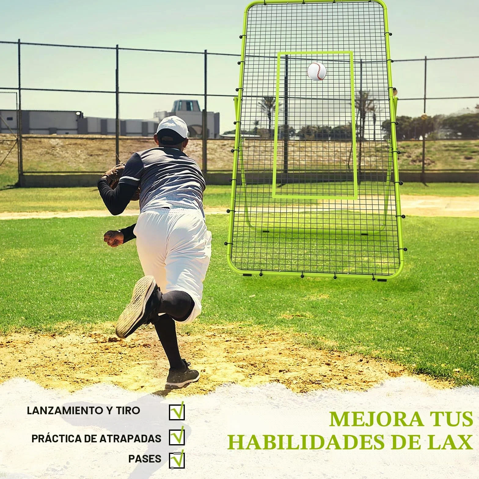 LIANTRAL Red de Voleibol Ajustable de 5 Ángulos, Fútbol Béisbol Rebounder Net, Equipo de Entrenamiento con Zona de Golpe