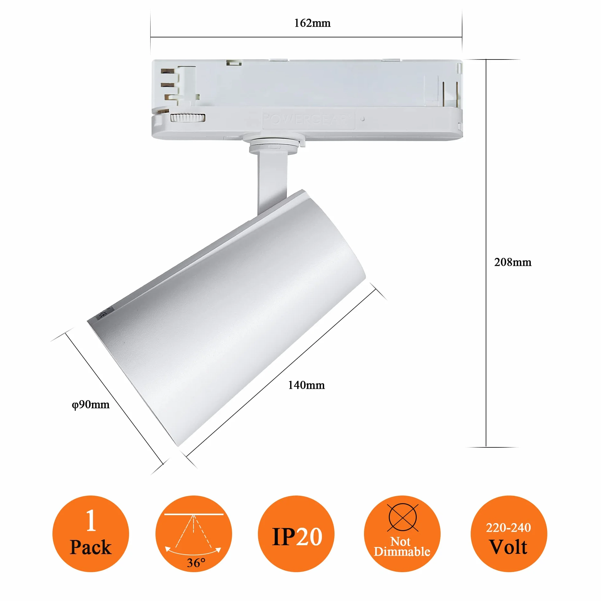 Foco de riel LED 30W Trifásico 4000K 2800lm Aluminio