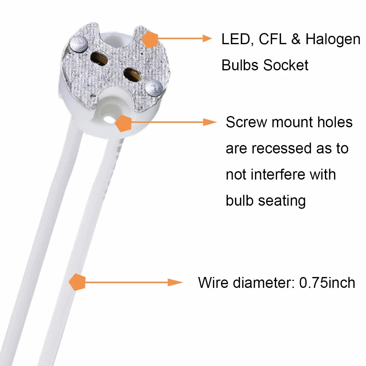 LED MR16 GU5.3 Enchufe 10 piezas Bombilla de lámpara halógena Conector de cerámica Adaptador de cable MR11 G4
