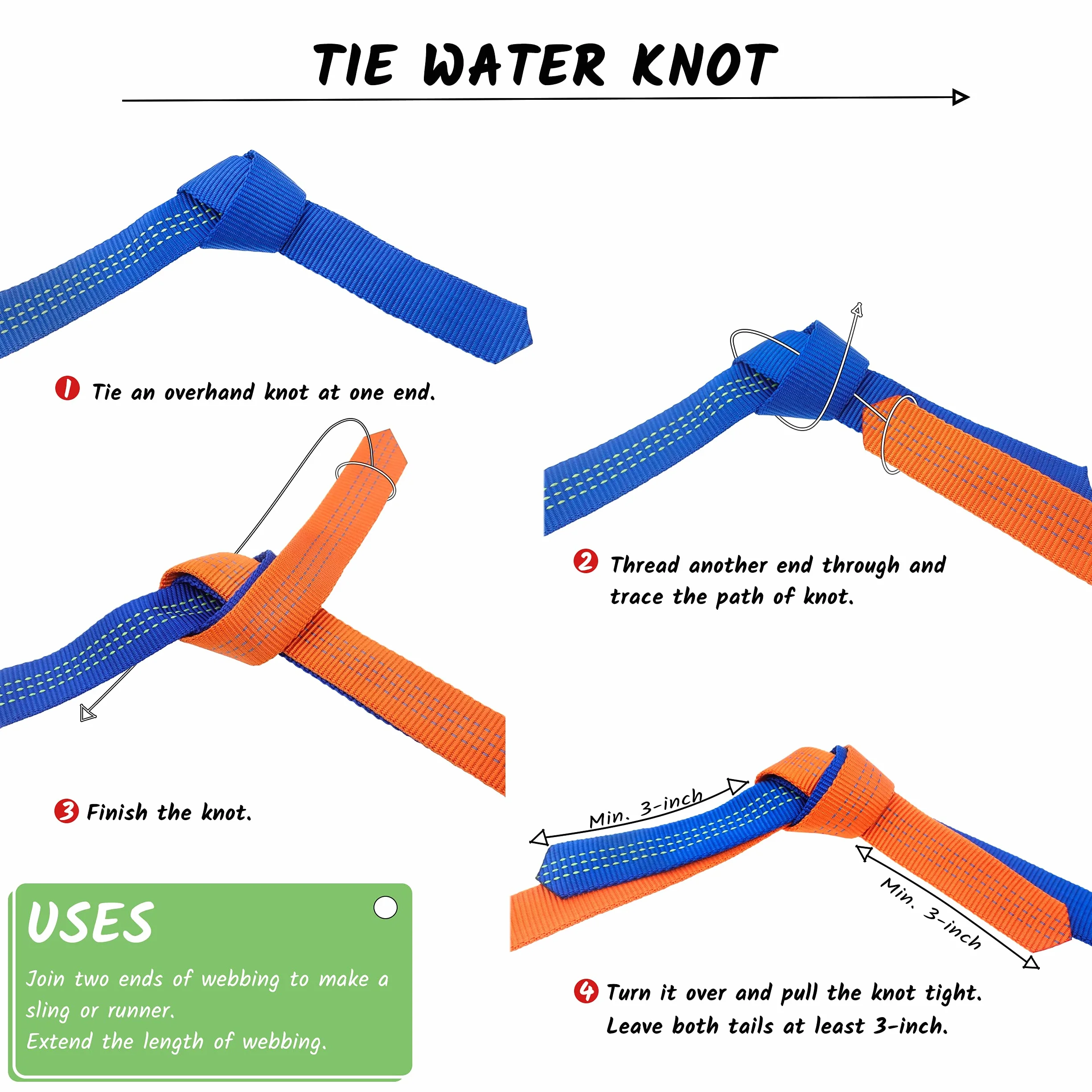 GM Climbing Cinta Tubular de Nailon de 2,54 cm, Certificado CE UIAA, 1814 kg, Resistente, para Escalada, Rescate, Trabajos de Supervivencia, Uso General, 2,5 cm x 9,1 m, Color Naranja