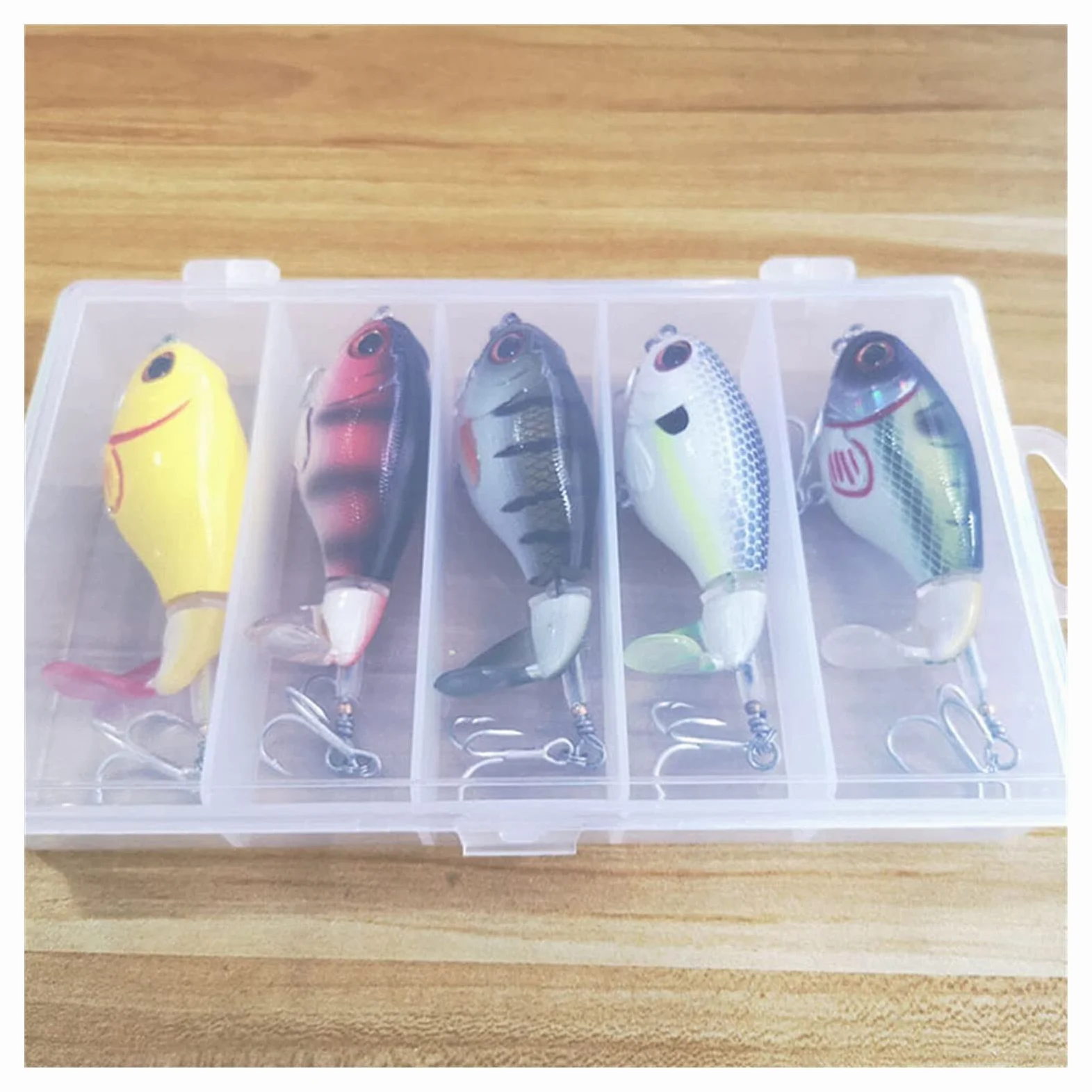 caihuashopping Señuelos de Pesca Señuelos de Pesca 7, 5 cm Crankbaits Fuertes de Pesca para Pesca Wobblers Floating Pike Baits Shads Tackle Soft Rotating Tail 5PCS Cebos Artificiales