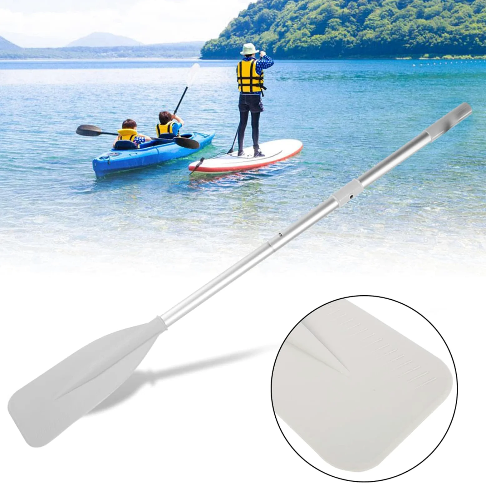 Alomejor 2 Unids Kayak Paddle Remo Desmontable Canoa Canoa Herramienta de Paleta Paletas de Aluminio Bote Inflable Canoa Dinghy