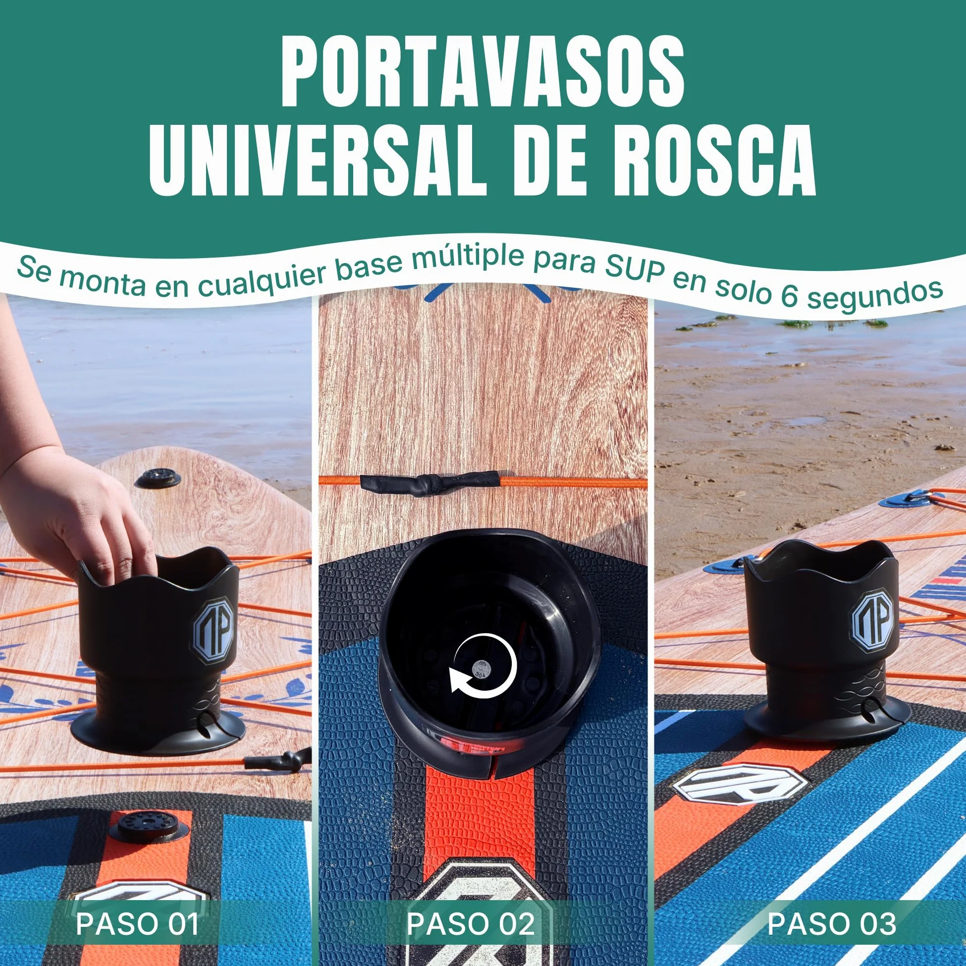 niphean Portavasos para Tabla Paddle Surf Hinchable, Accesorio Versátil | Portavasos para Tabla Paddle Surf Resistente y Estable, Kayak y Barco, Soporte Universal para Botellas Grandes