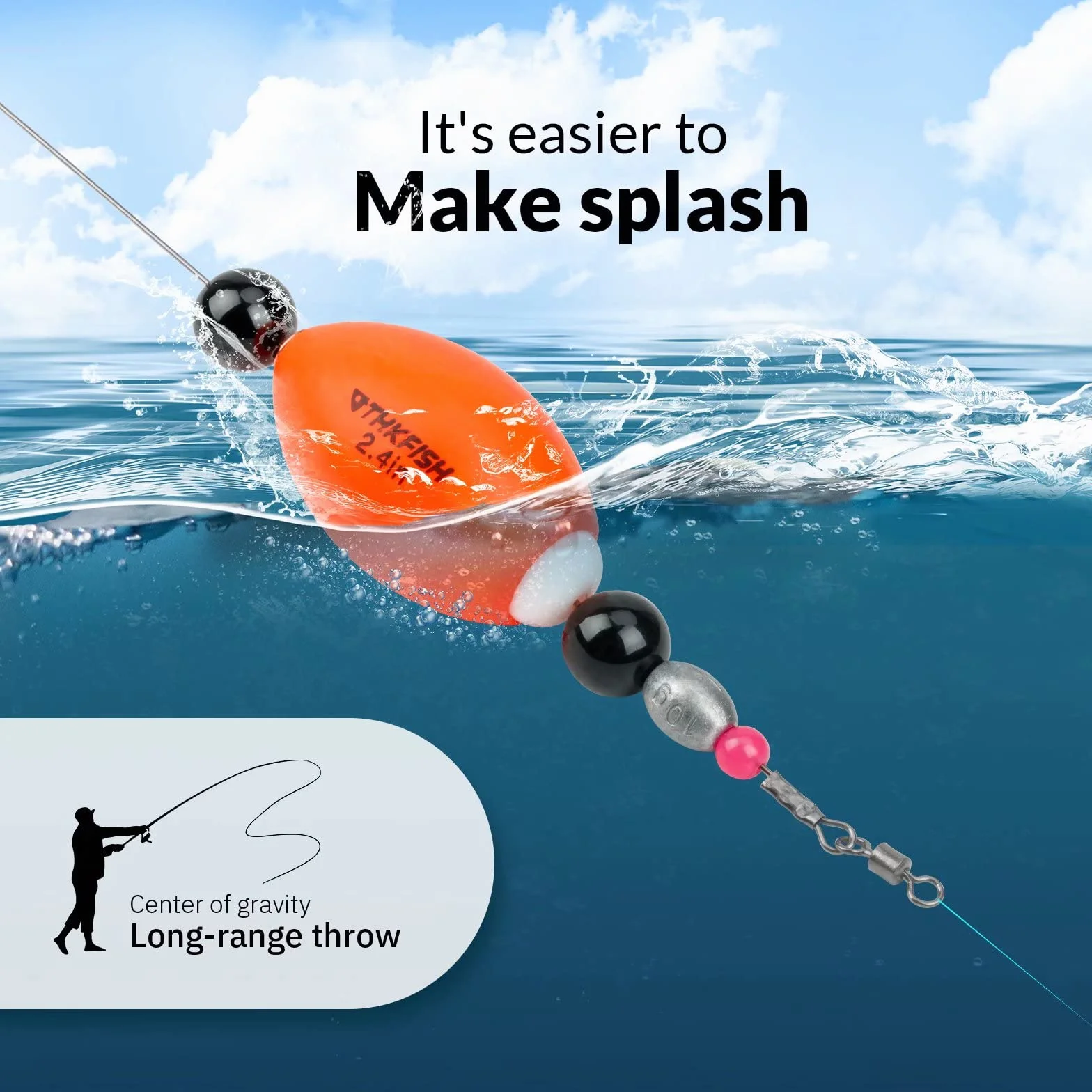 THKFISH Flotadores de Pesca Mar Boyas de Pesca Tope Silicona Pesca Flotadores Que Hacen Estallar Ponderados 4 Piezas Naranja,Verde,Amarillo