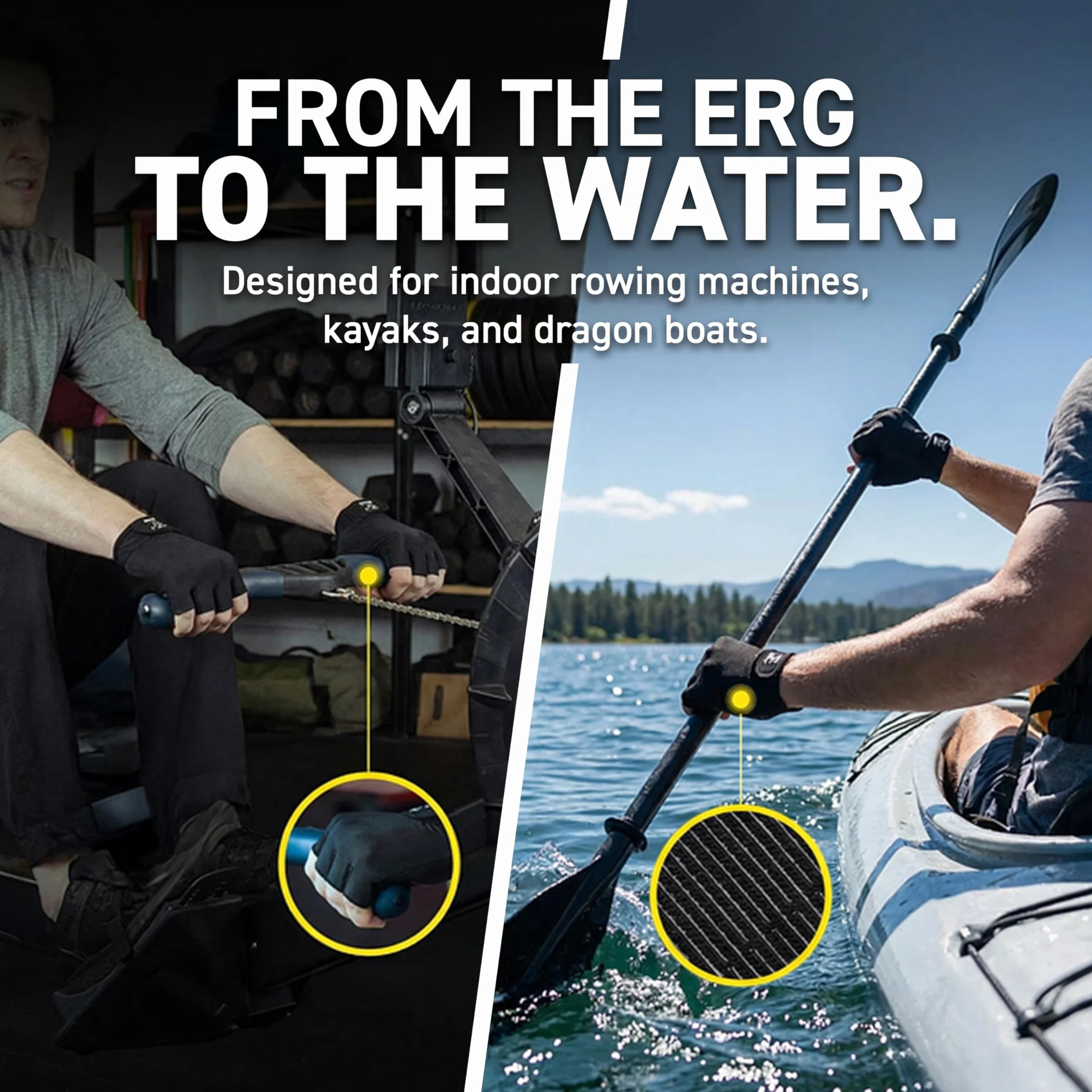Hornet Watersports Guantes de Remo Ideales para Remo en Interiores, Sculling, Kayak, Sup, Canoa Outrigger Canoa, Dragon Boat y Otros Deportes acuáticos