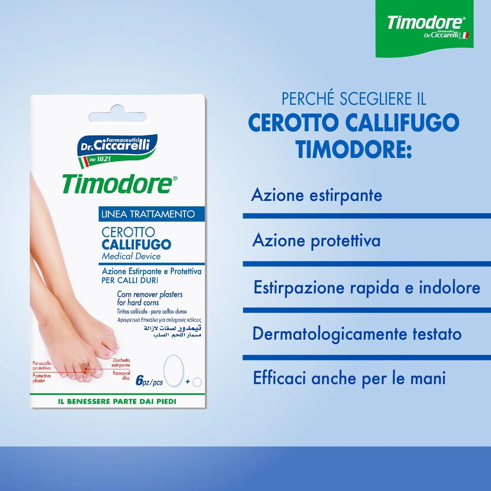 Apósitos para Callos Duros Timodore 6 unidades Eliminar Callos Pies Sin Dolor