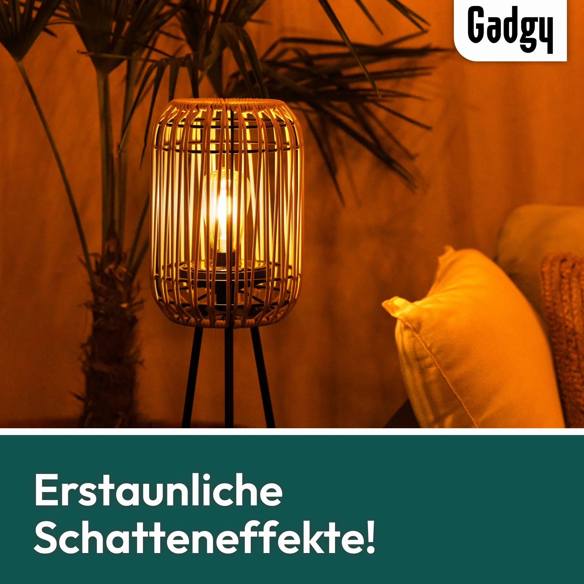 Gadgy Lámpara de pie solar LED para exteriores resistente al agua jardín rátan
