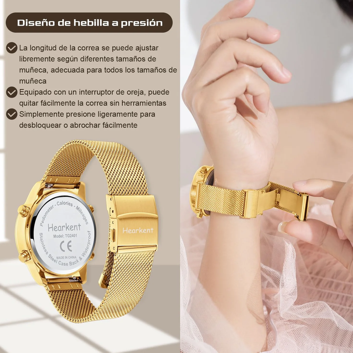 Reloj con podómetro para Caminar, rastreador de Pasos para Mujer con Contador de calorías, Reloj Deportivo Digital Resistente al Agua hasta 30 m, sin Necesidad de Cargar ni de Usar una aplicación